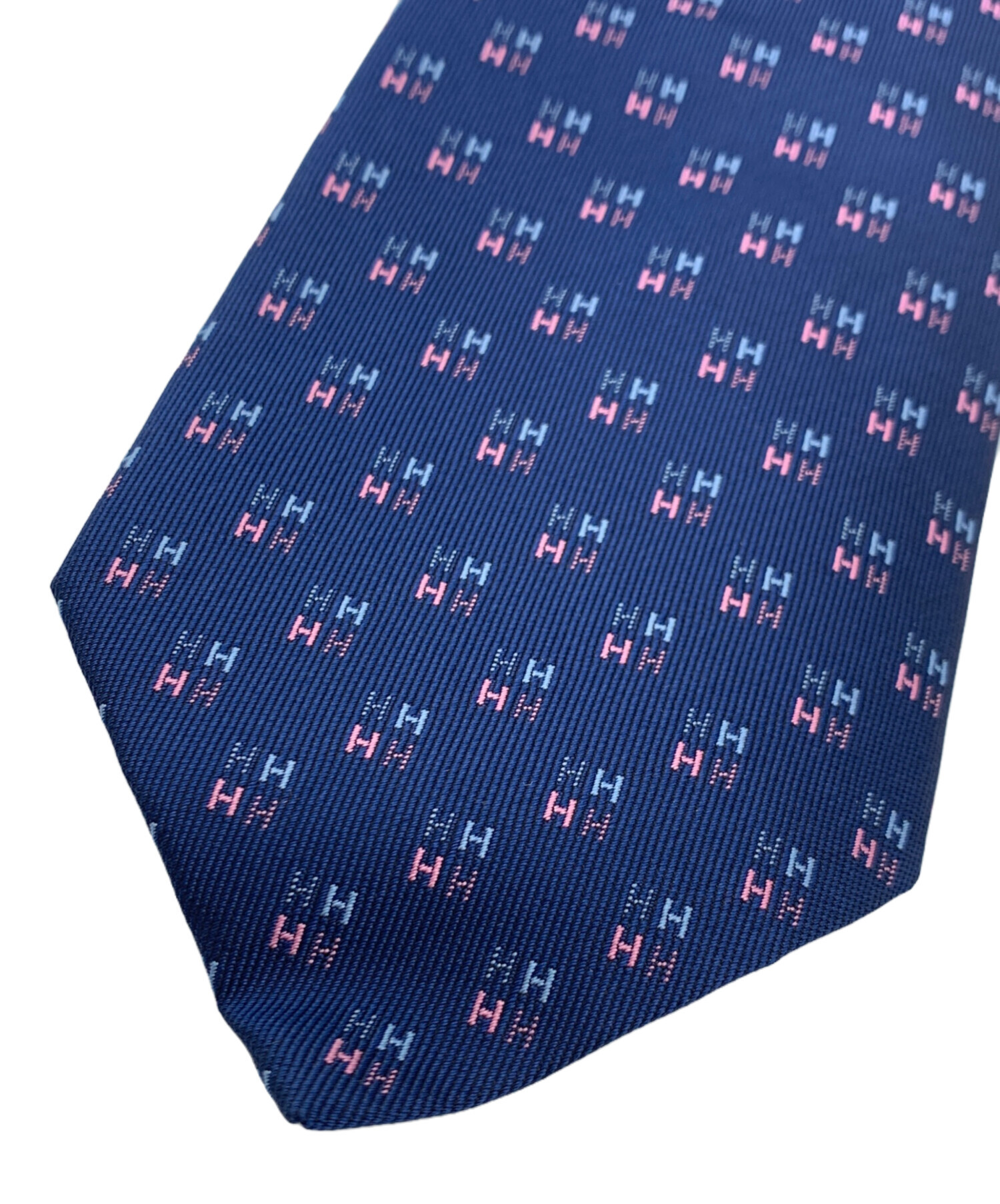 中古・古着通販】HERMES (エルメス) Hロゴシルクネクタイ ネイビー