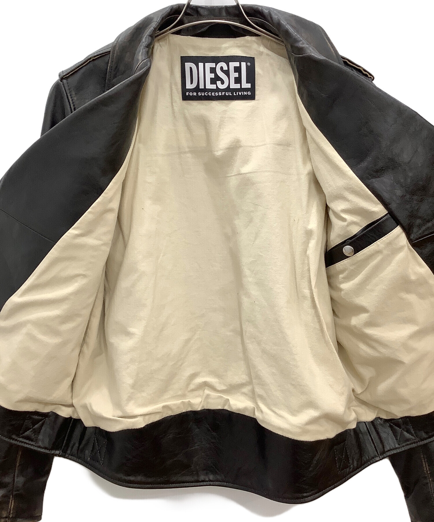 中古・古着通販】DIESEL (ディーゼル) ダブルライダースジャケット