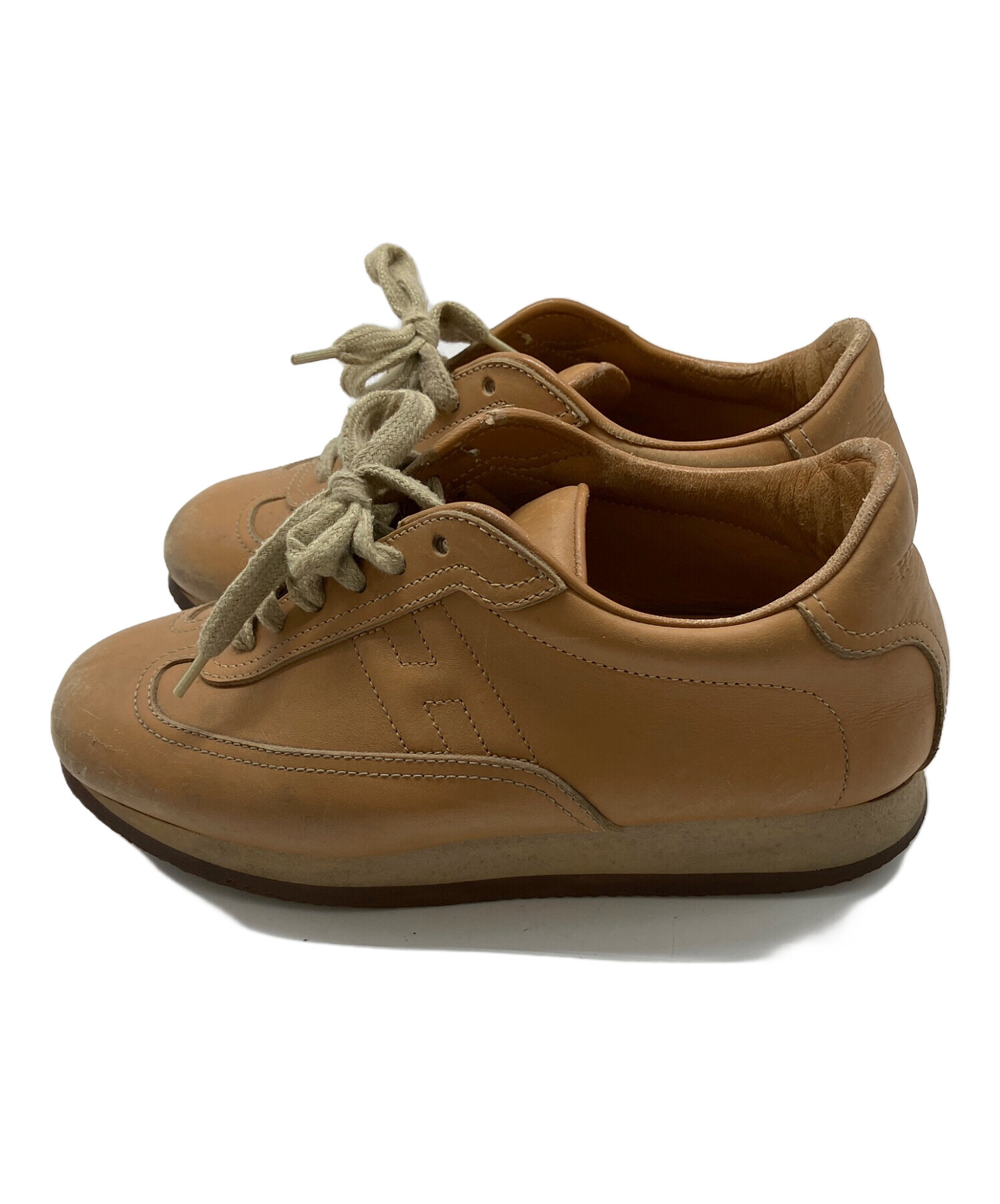 中古・古着通販】HERMES (エルメス) レザースニーカー ブラウン サイズ