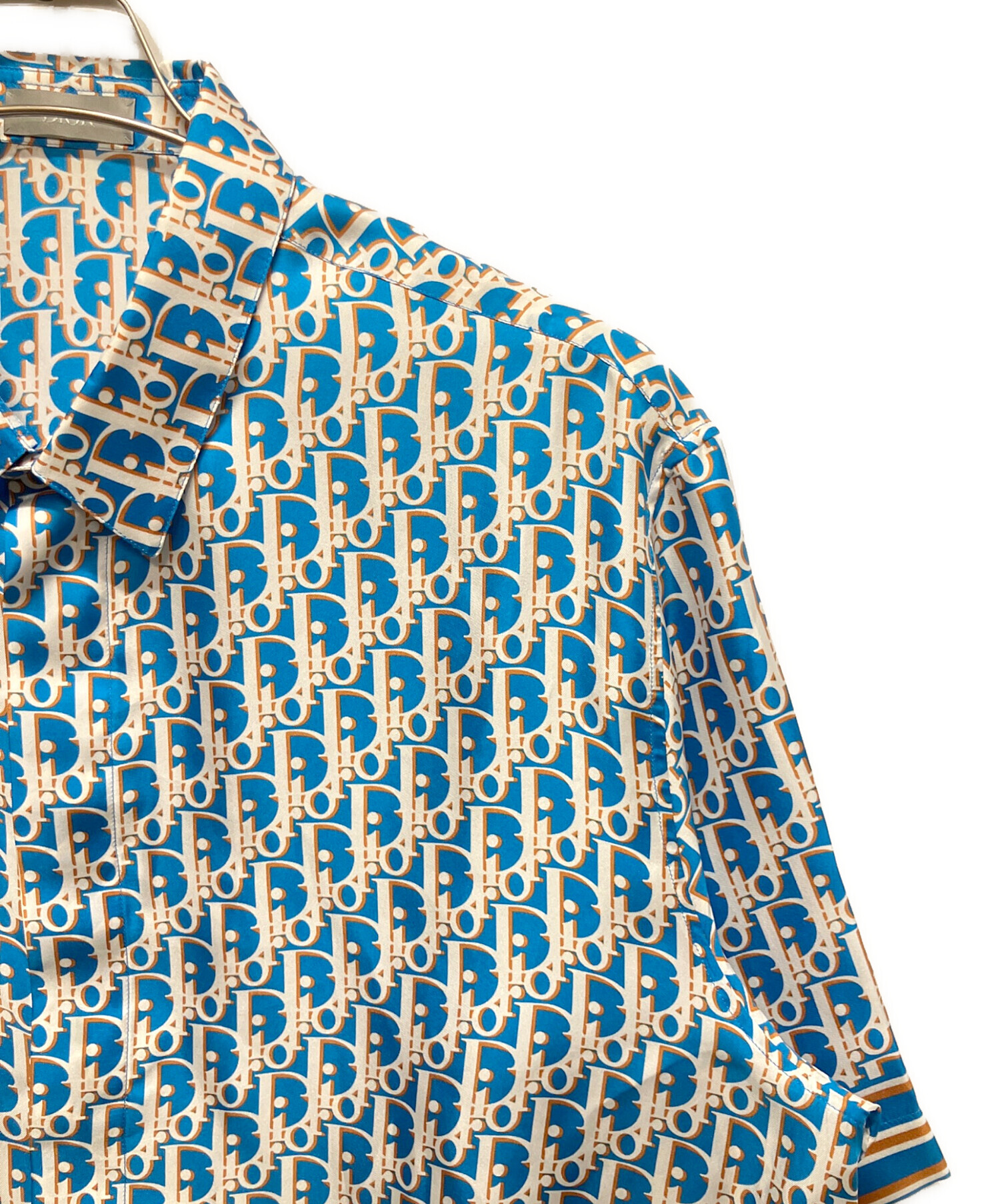 中古・古着通販】Dior (ディオール) オブリークシルクシャツ ブルー