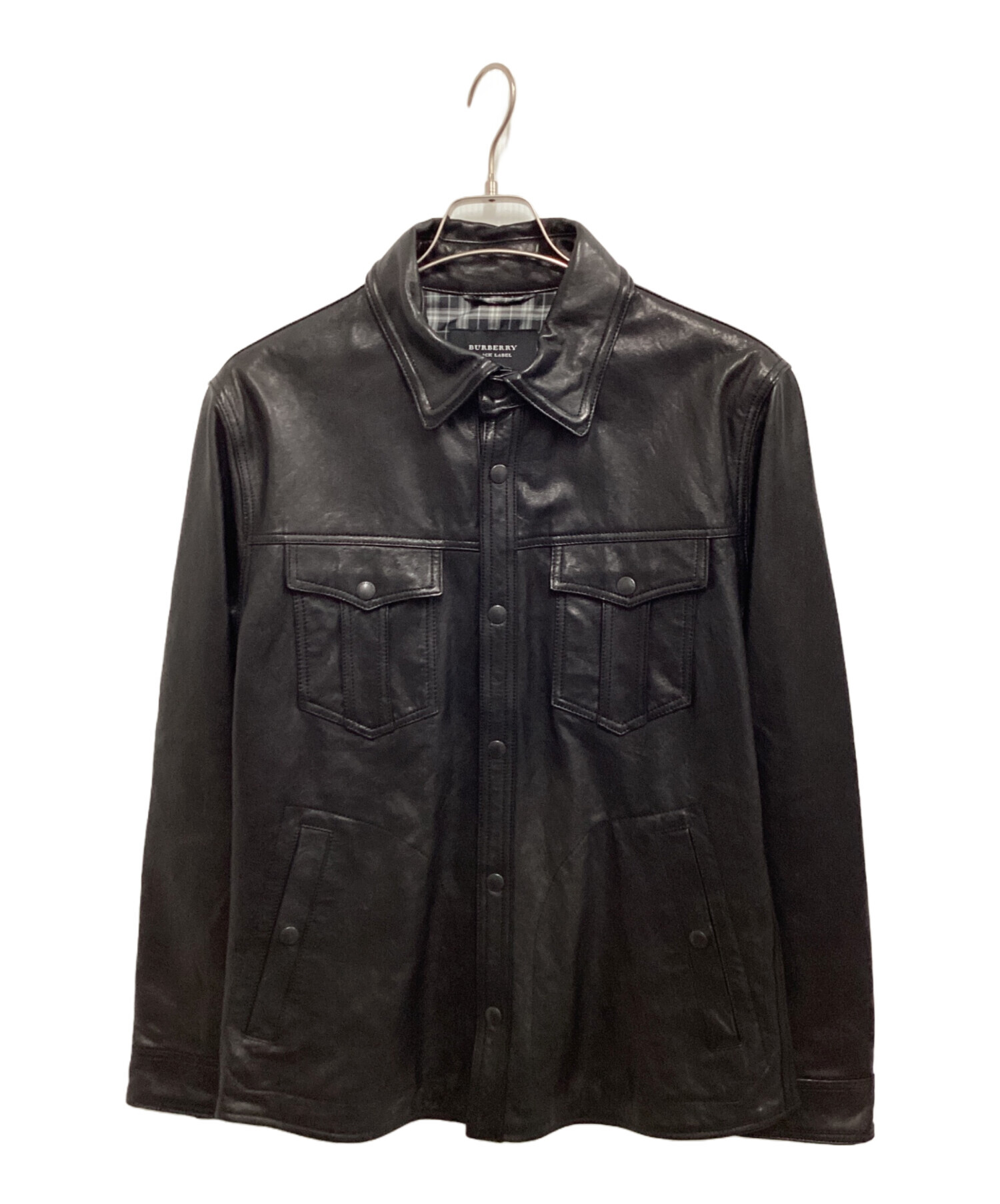 希少】BURBERRY BLACK LABEL 羊革 シャツ ジャケット L 中古・古着通販