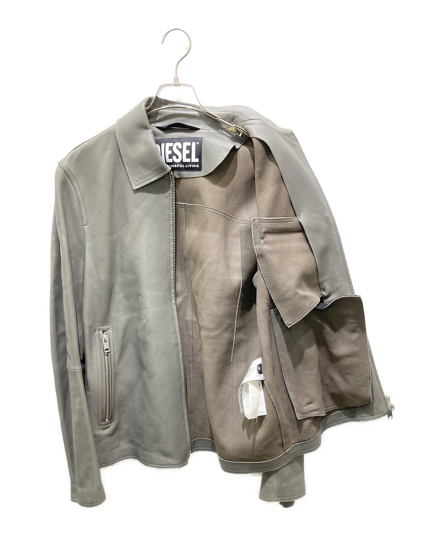 中古・古着通販】DIESEL (ディーゼル) L-KORNレザージャケット グレー