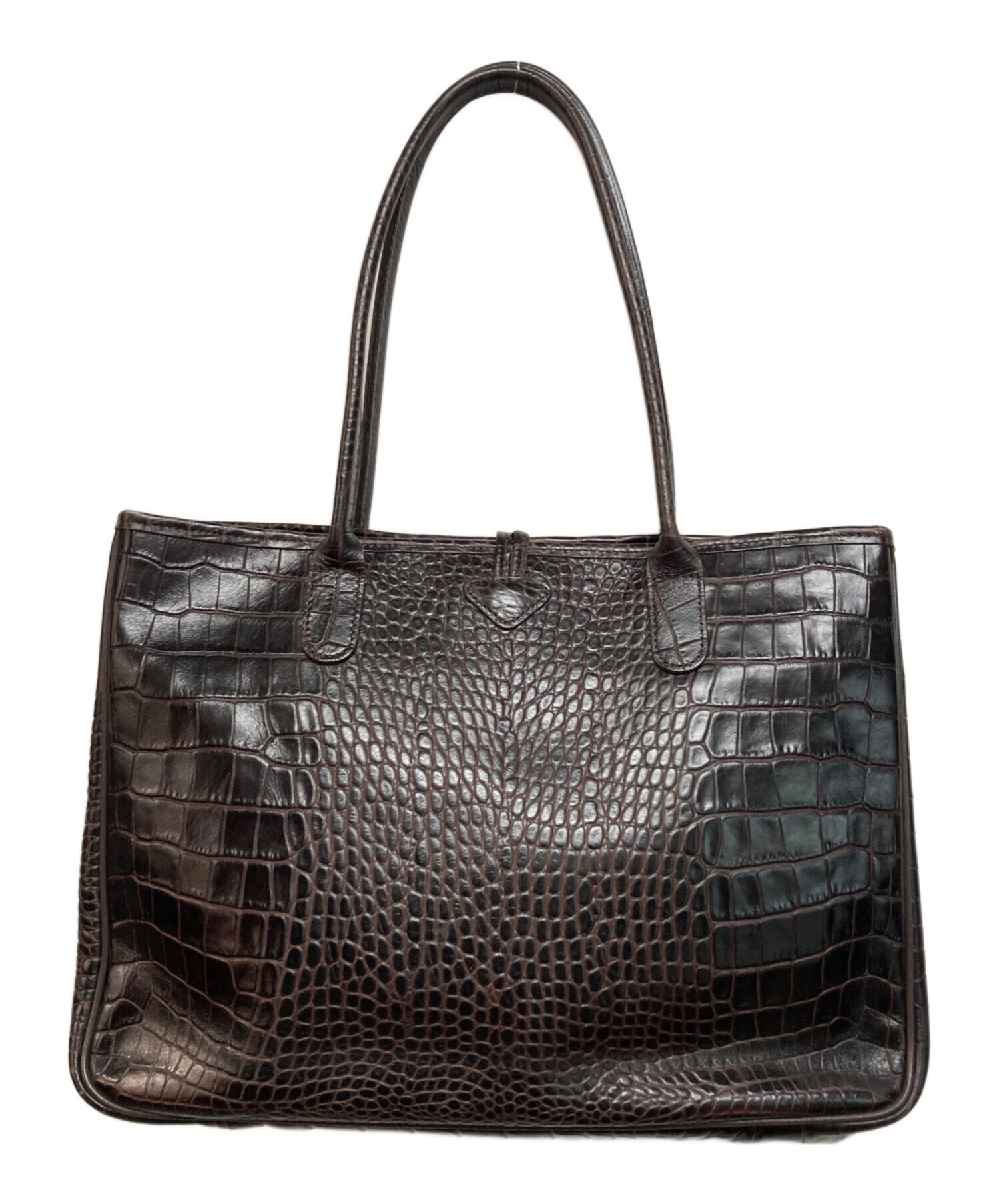 中古・古着通販】LONGCHAMP (ロンシャン) クロコ型押しトートバッグ