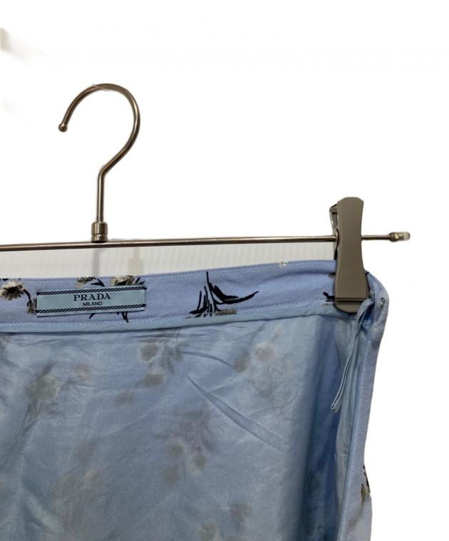 中古・古着通販】PRADA (プラダ) フラワープリントスカート ブルー