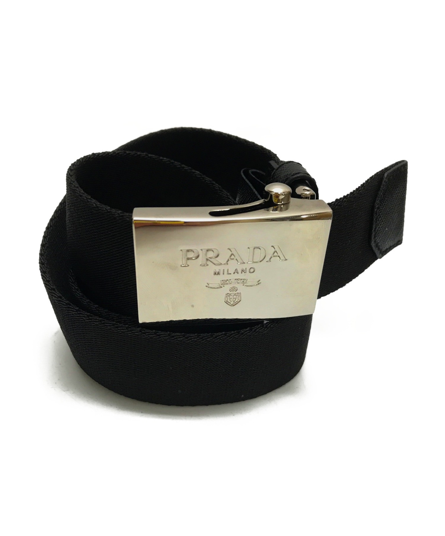 中古・古着通販】PRADA (プラダ) ロゴガチャベルト ブラック｜ブランド