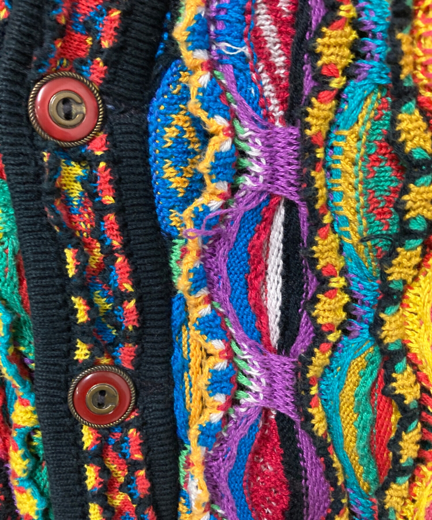 中古・古着通販】Coogi (クージー) 90s 3Dニットカーディガン マルチ