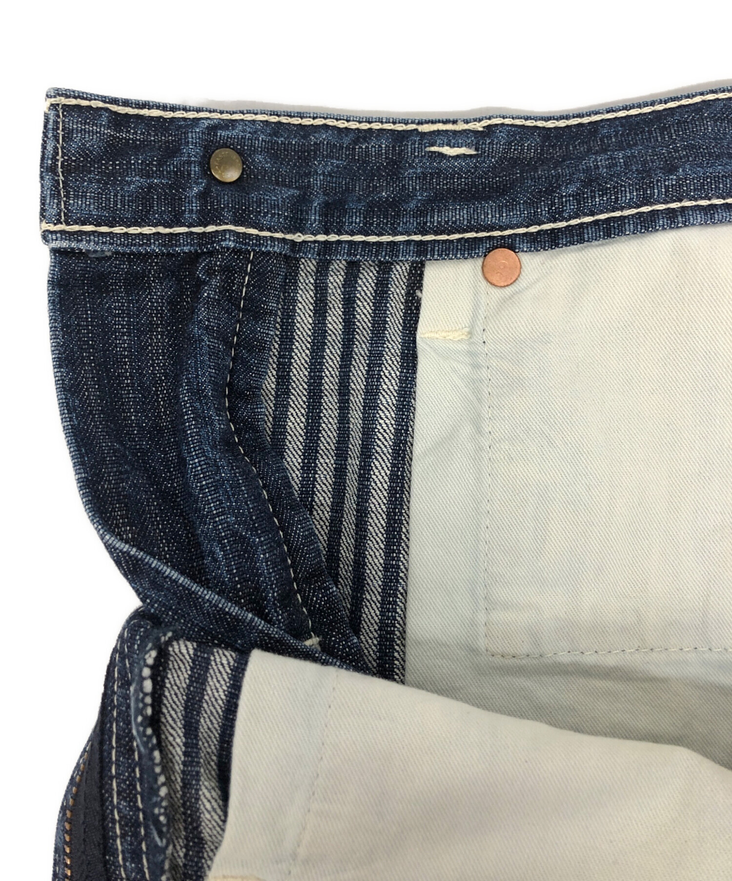 中古・古着通販】Y's (ワイズ) クロップドデニムパンツ インディゴ