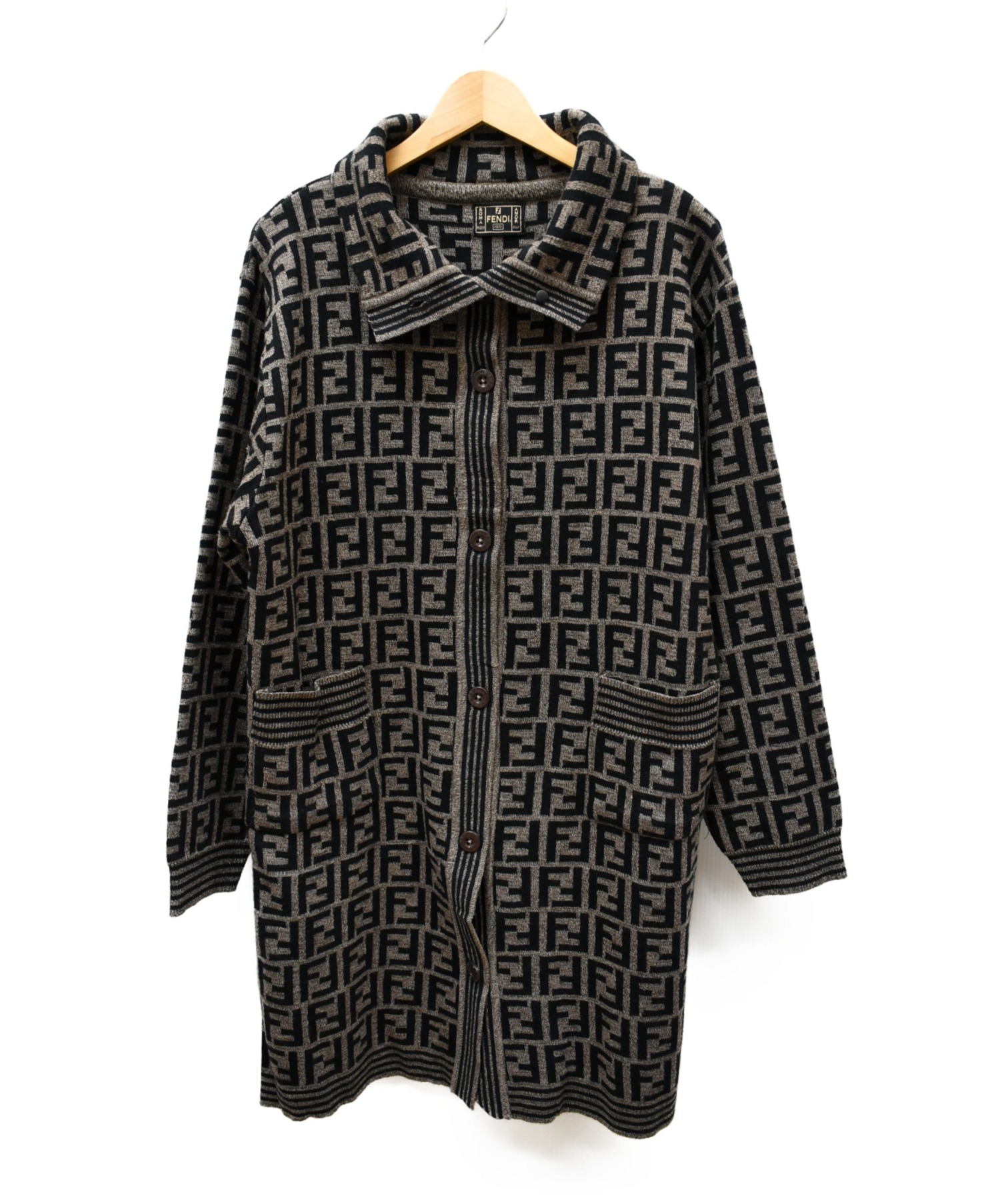 中古・古着通販】FENDI (フェンディ) ズッカ柄ロングニットコート