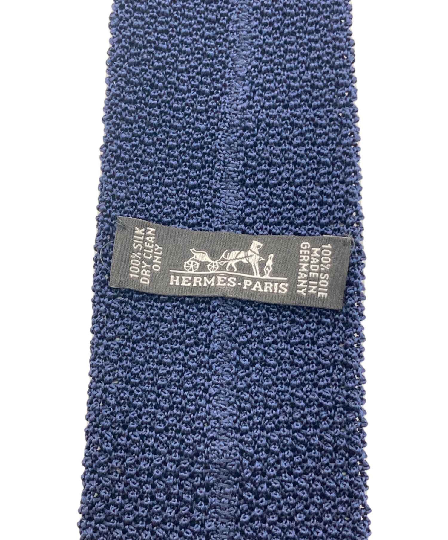 中古・古着通販】HERMES (エルメス) シルクニットタイ ネイビー サイズ