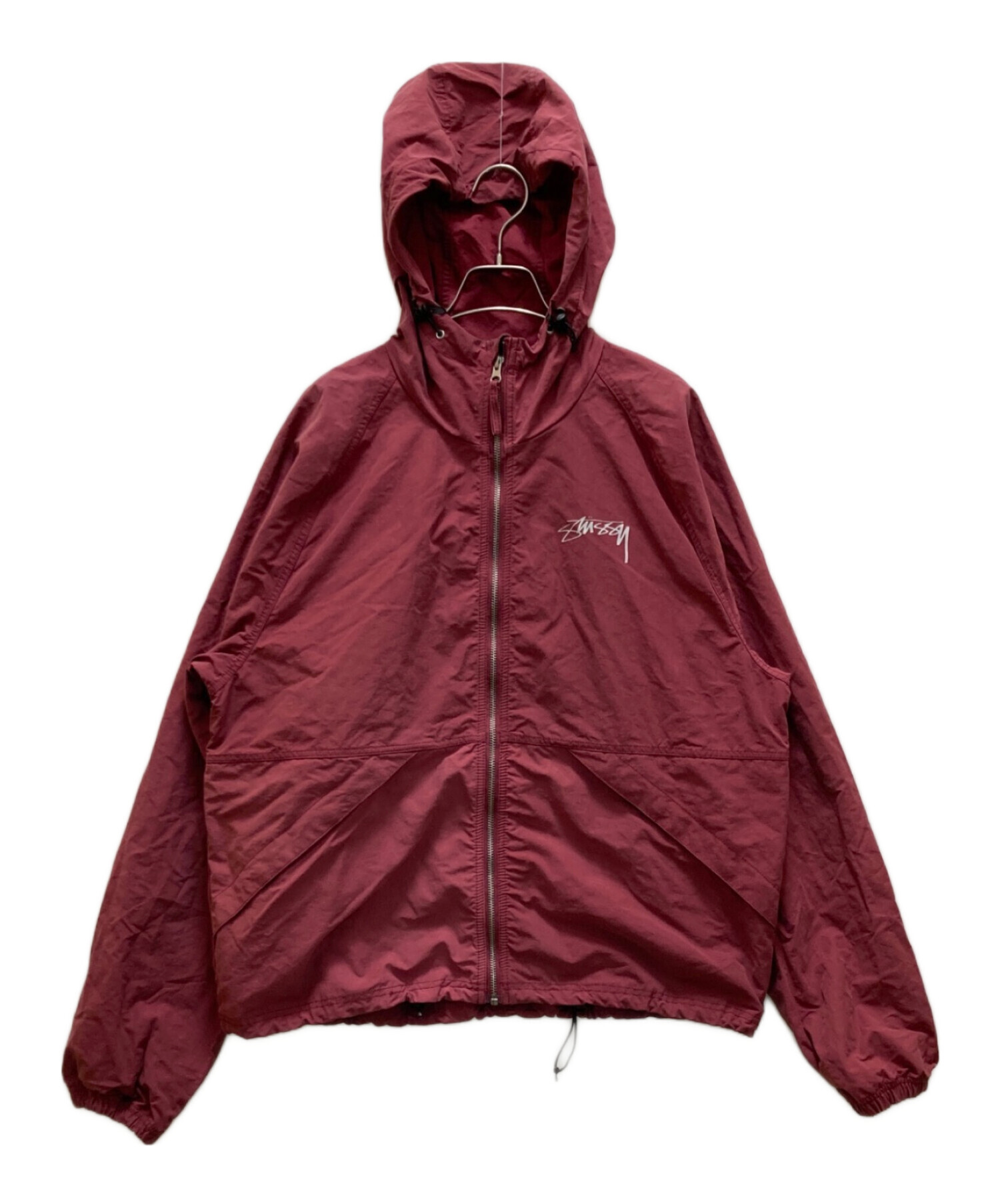 old stussy nylon jacket 刺繍ロゴ ドローコード レア 赤 old stussy