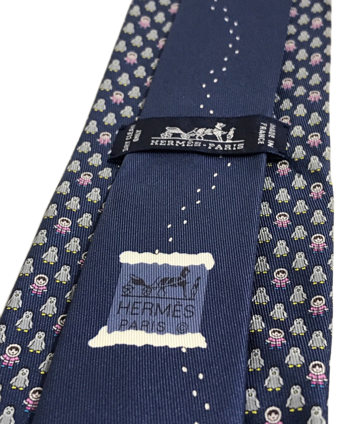 中古・古着通販】HERMES (エルメス) ペンギン柄ネクタイ ブルー サイズ
