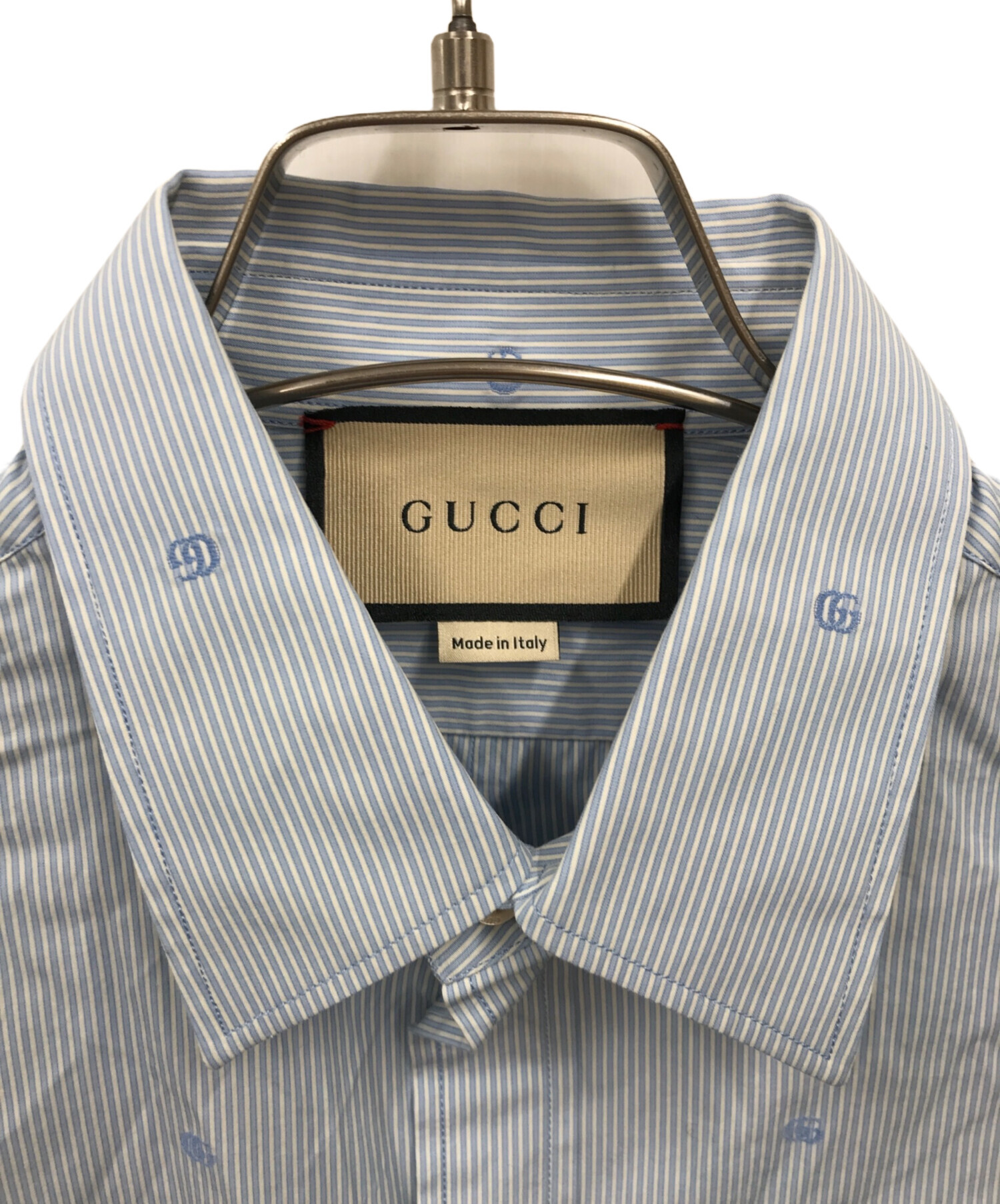 中古・古着通販】GUCCI (グッチ) GGコットンストライプシャツ スカイ
