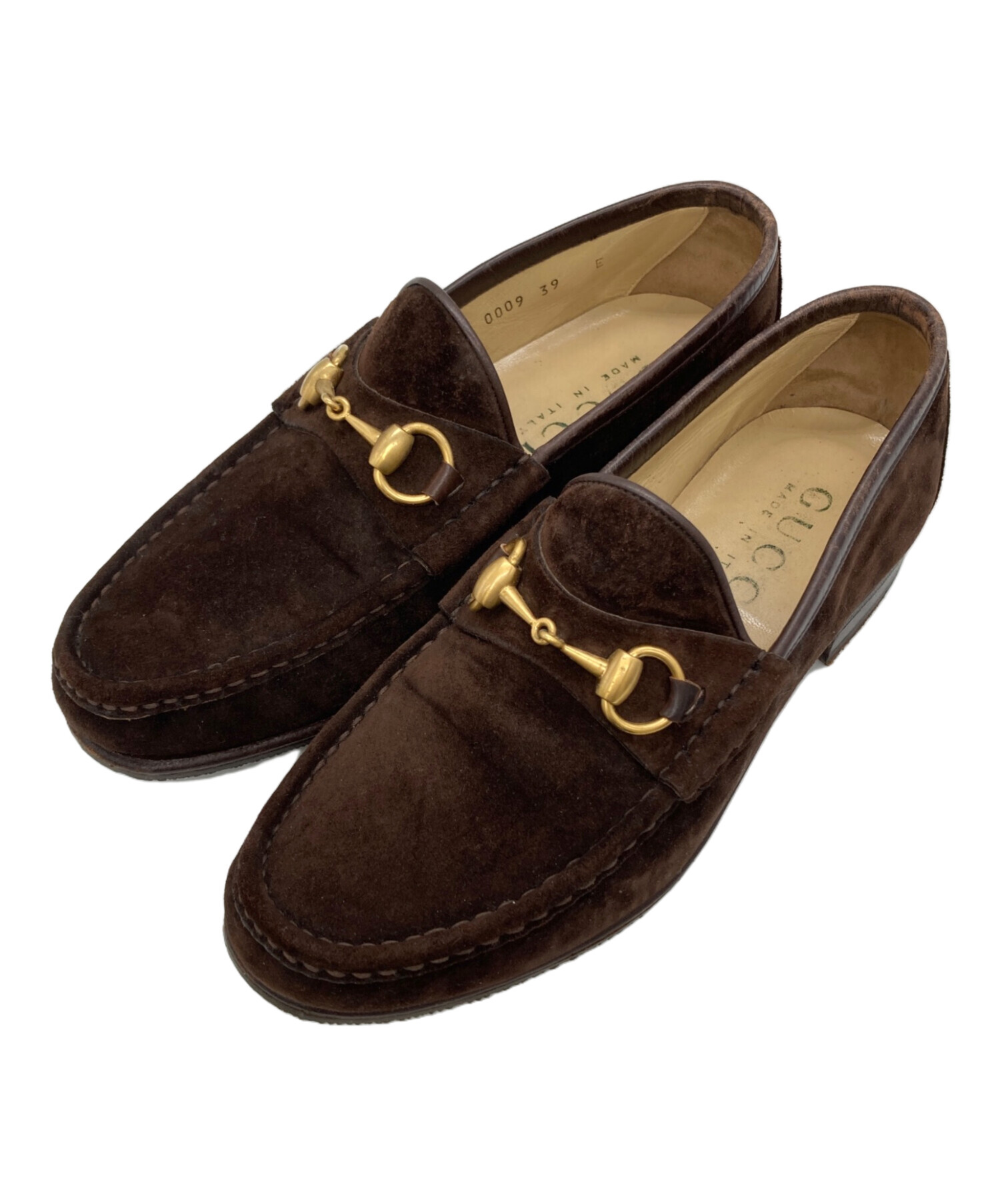 中古・古着通販】GUCCI (グッチ) スエードホースビットローファー