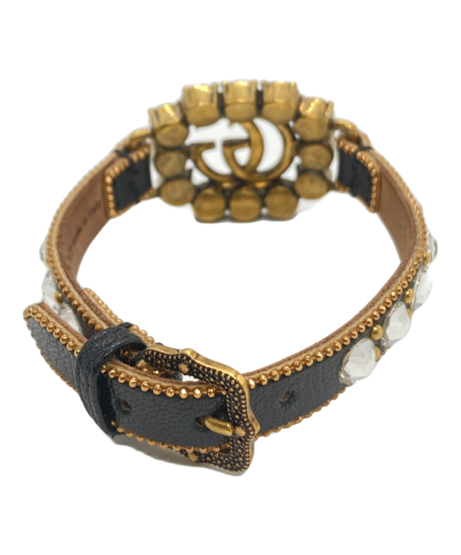 中古・古着通販】GUCCI (グッチ) ダブルGラインストーン装飾レザー