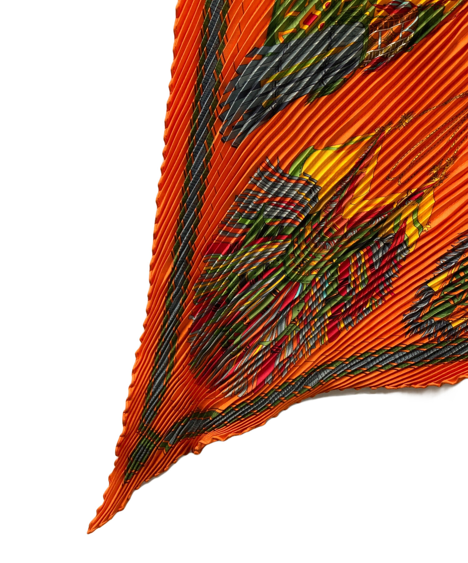 中古・古着通販】HERMES (エルメス) カレ90 プリーツスカーフ オレンジ