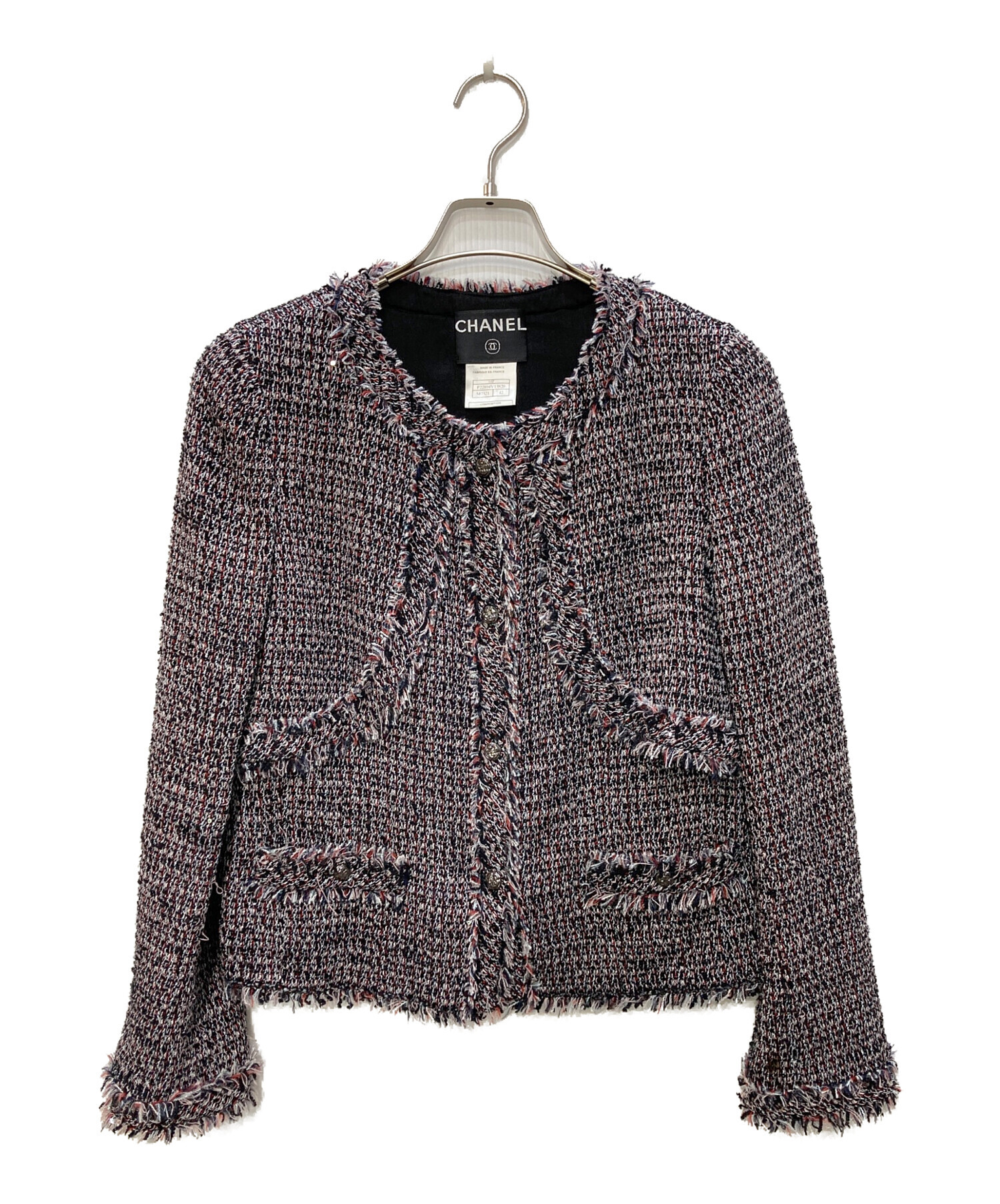 中古・古着通販】CHANEL (シャネル) ノーカラーツイードジャケット