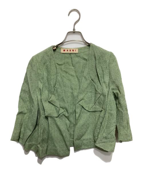 中古・古着通販】MARNI (マルニ) ノーカラーツイードジャケット 黄緑