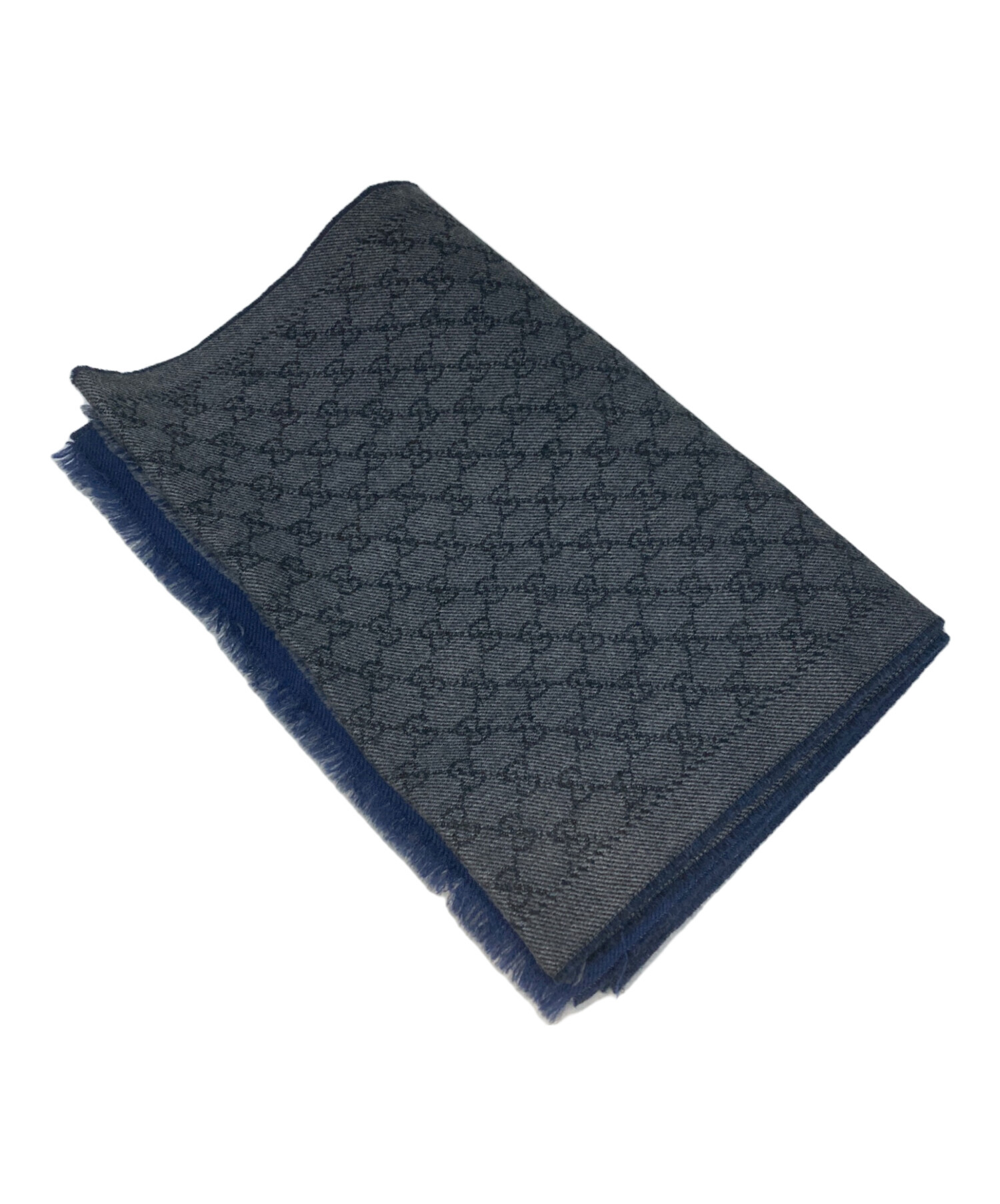 中古・古着通販】GUCCI (グッチ) リバーシブルGGウールマフラー グレー