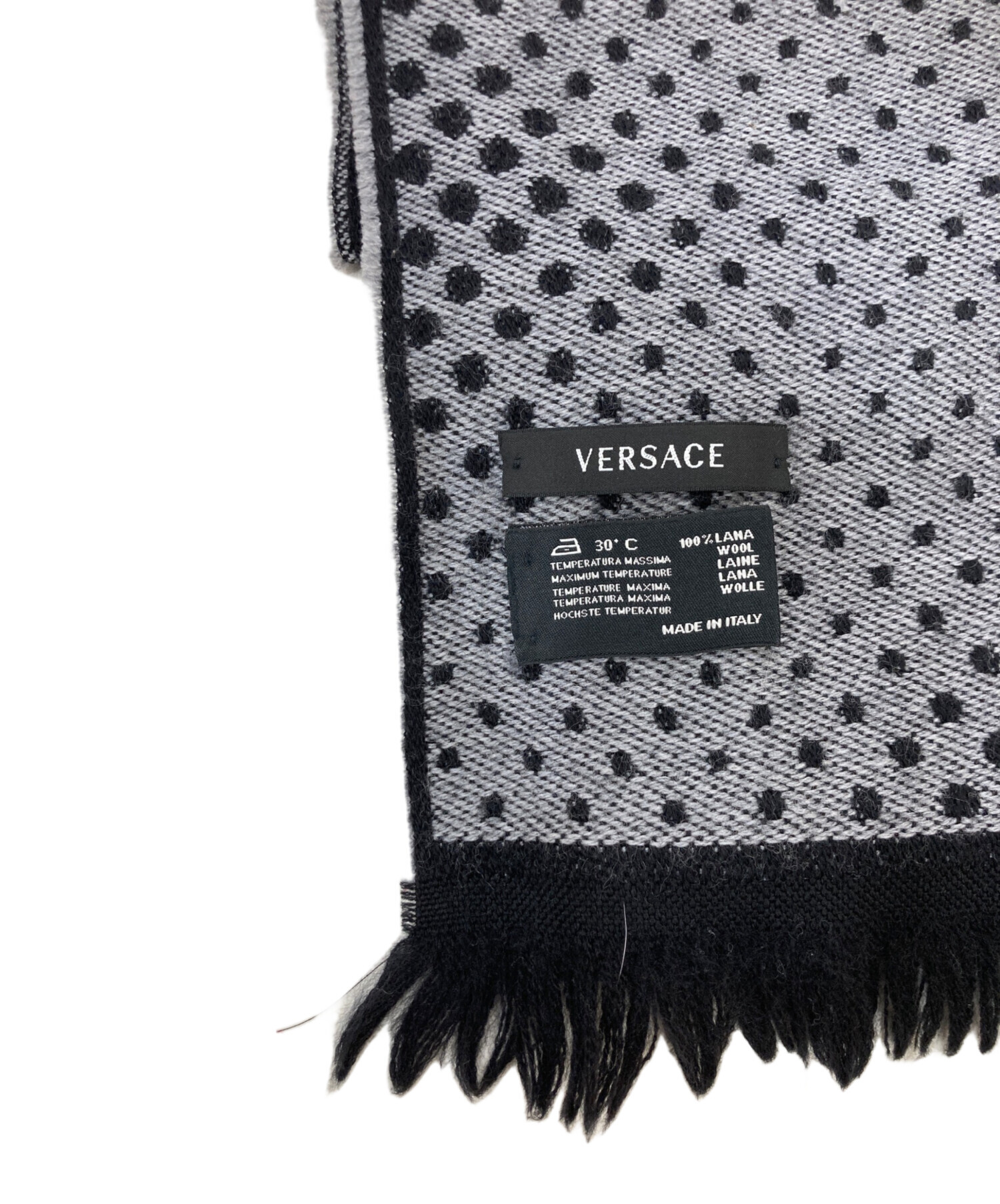 中古・古着通販】VERSACE (ヴェルサーチェ) ウールマフラー ブラック