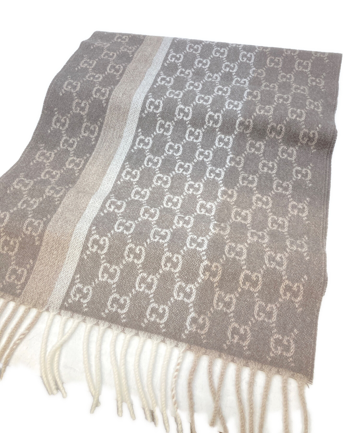 中古・古着通販】GUCCI (グッチ) GGカシミヤ混ウールマフラー グレー