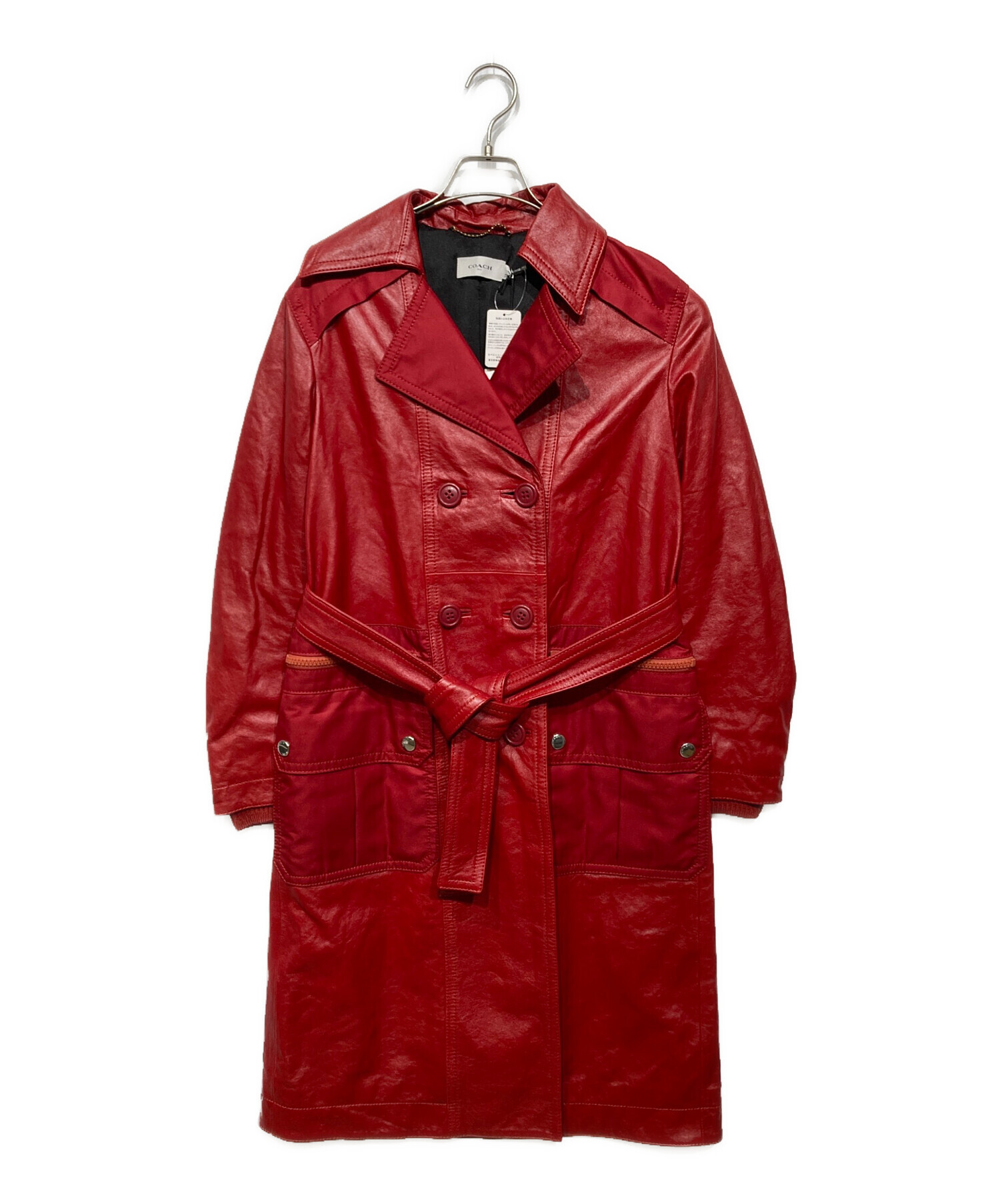 中古・古着通販】COACH (コーチ) ラムレザー 切替 トレンチコート