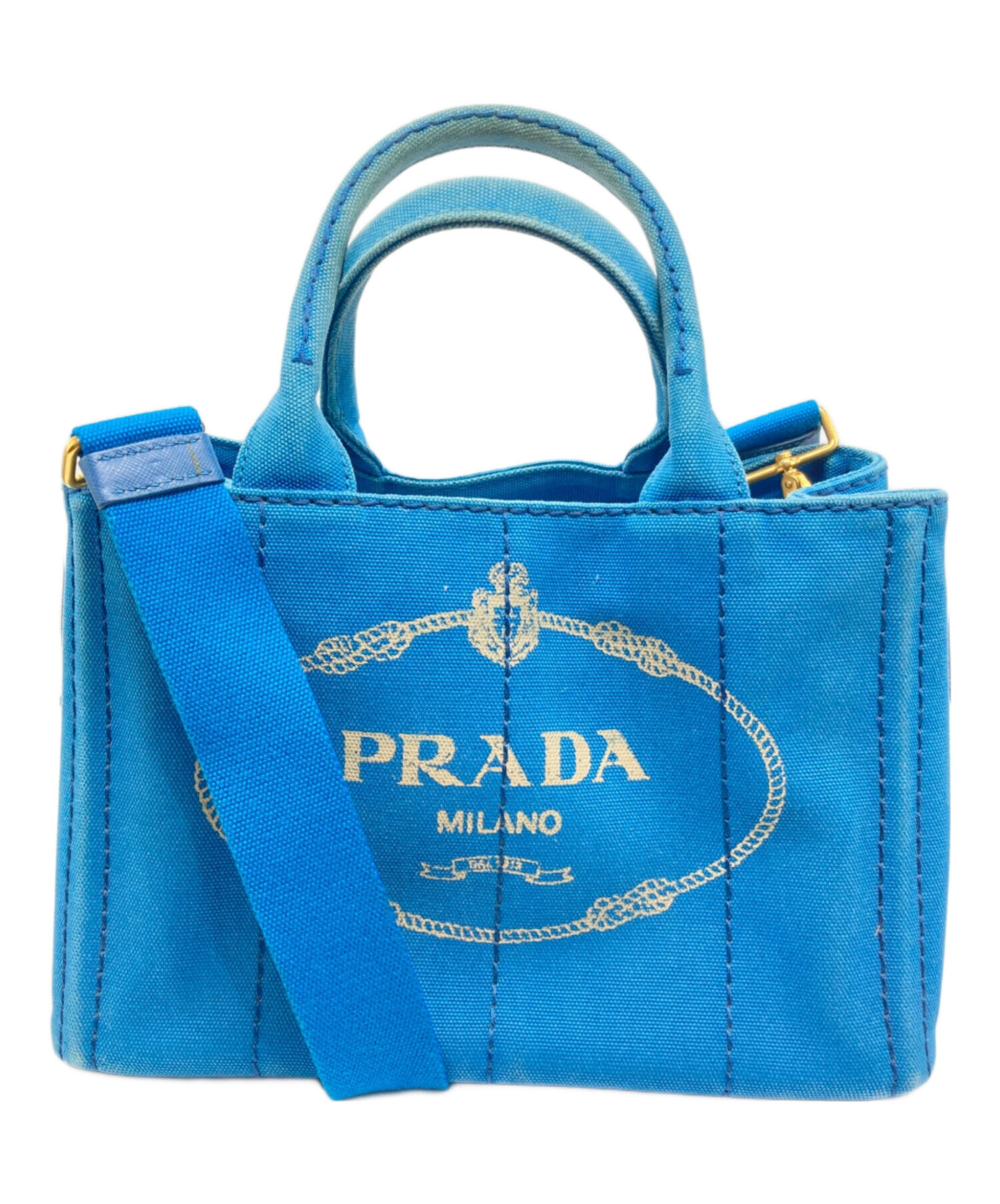 中古・古着通販】PRADA (プラダ) カナパミニトートバッグ ブルー