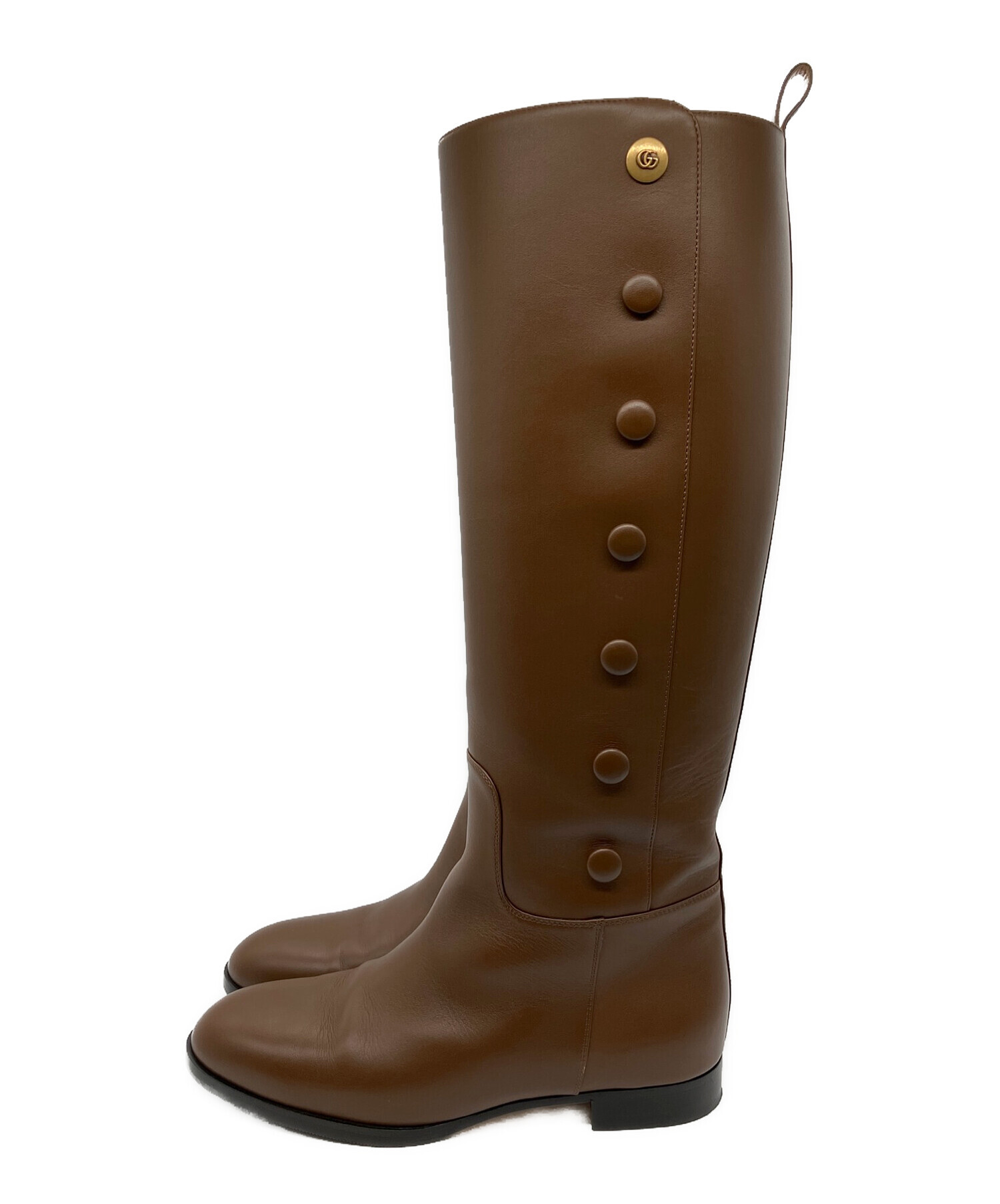 中古・古着通販】GUCCI (グッチ) サイドジップロゴ装飾ロングブーツ