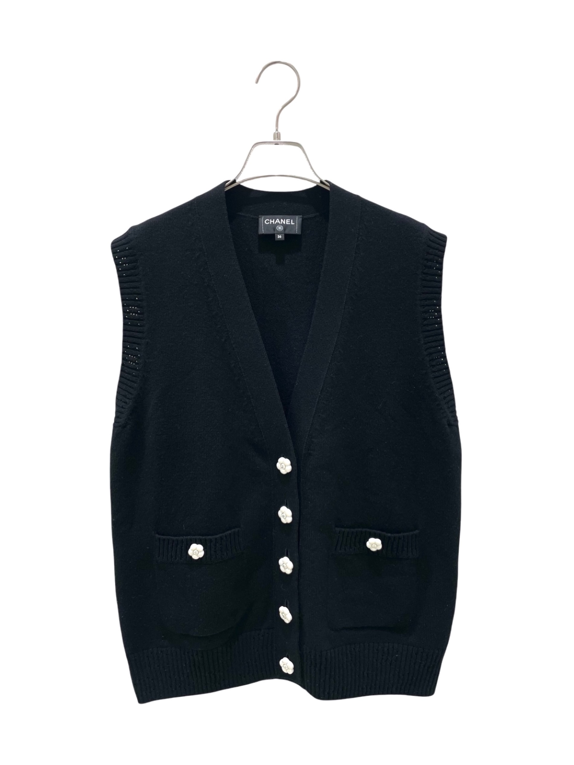 中古・古着通販】CHANEL (シャネル) カメリアボタン カシミヤ ニット