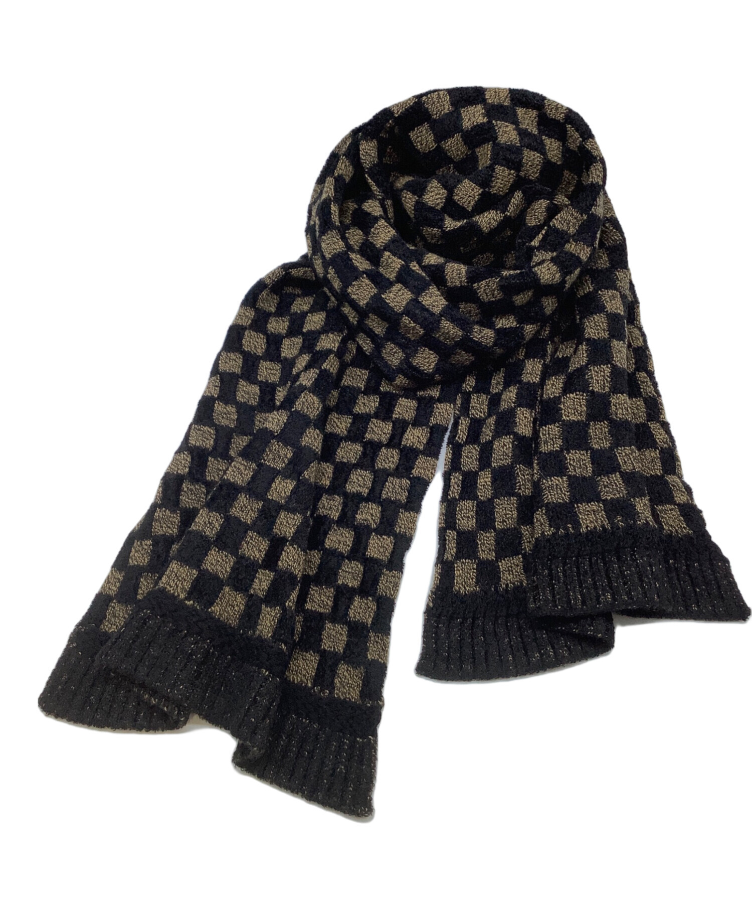 中古・古着通販】FENDI (フェンディ) チェックマフラー ブラック