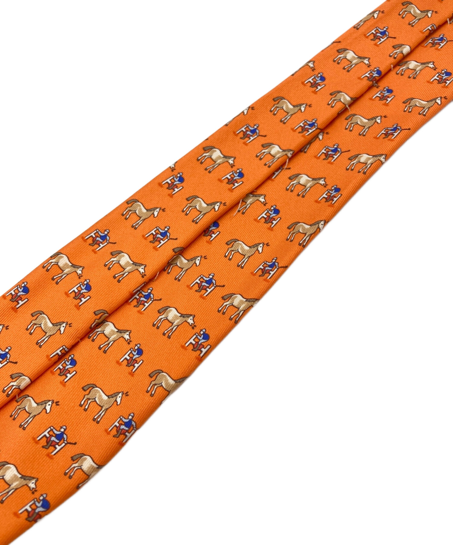 中古・古着通販】HERMES (エルメス) 馬柄ネクタイ オレンジ サイズ