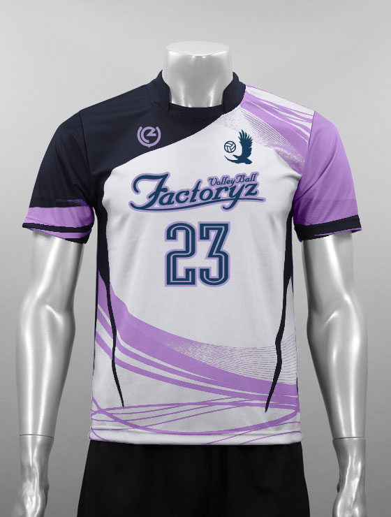 昇華デザイン03幾何学ライン プリントB 紫｜バレーボールユニフォーム