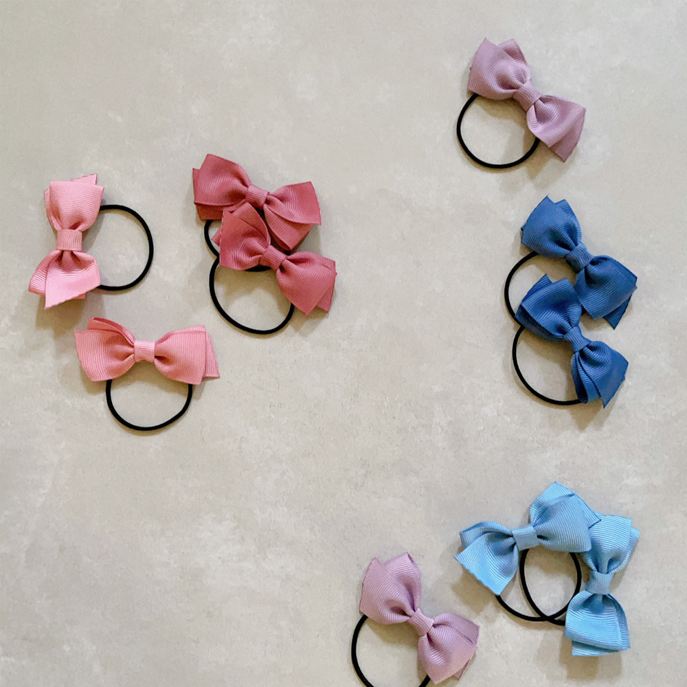 くすみカラーのグログランリボンがかわいいヘアゴム/コーディネートの