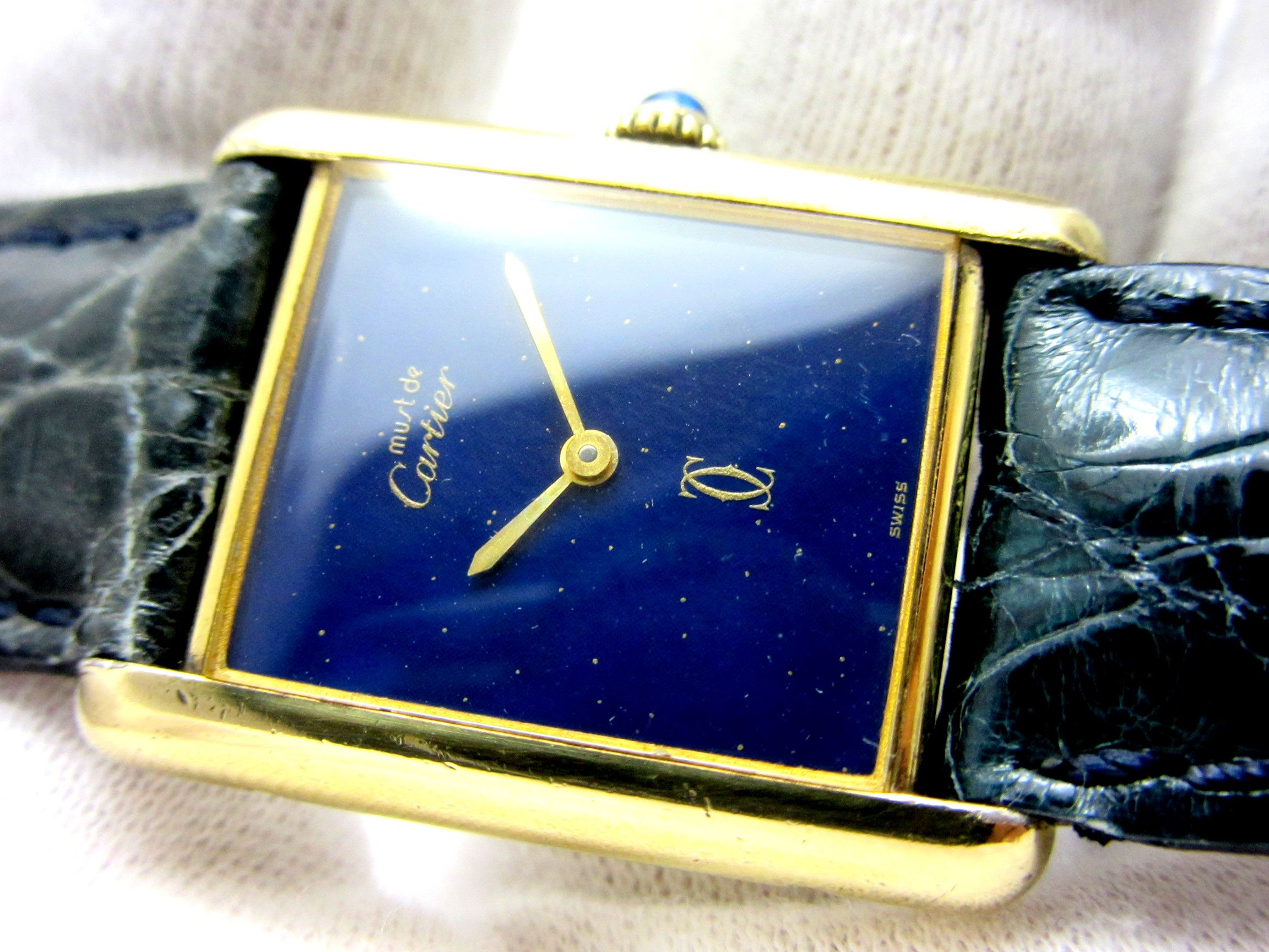 カルティエ ラピスラズリ文字盤 タンク ヴェルメイユ SV925製 手巻機械