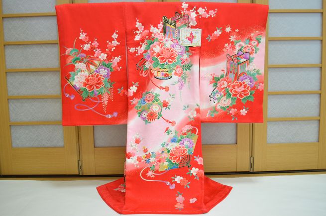 お宮参り 祝い着 掛け着 産着 長襦袢付き 赤 朱赤 鶴 女の子 熨斗目 お