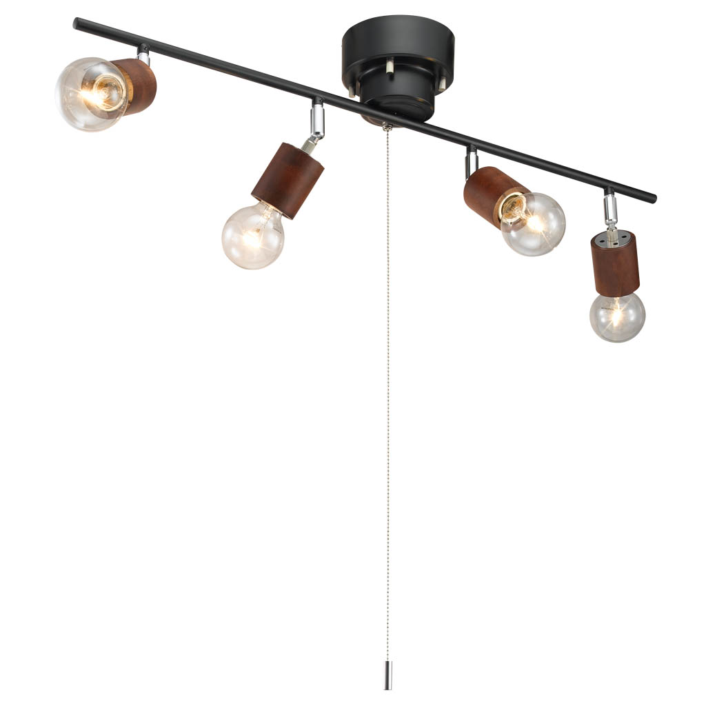 ウッドヌード球無し4灯シーリングライトダークウッド｜YAZAWA CORPORATION