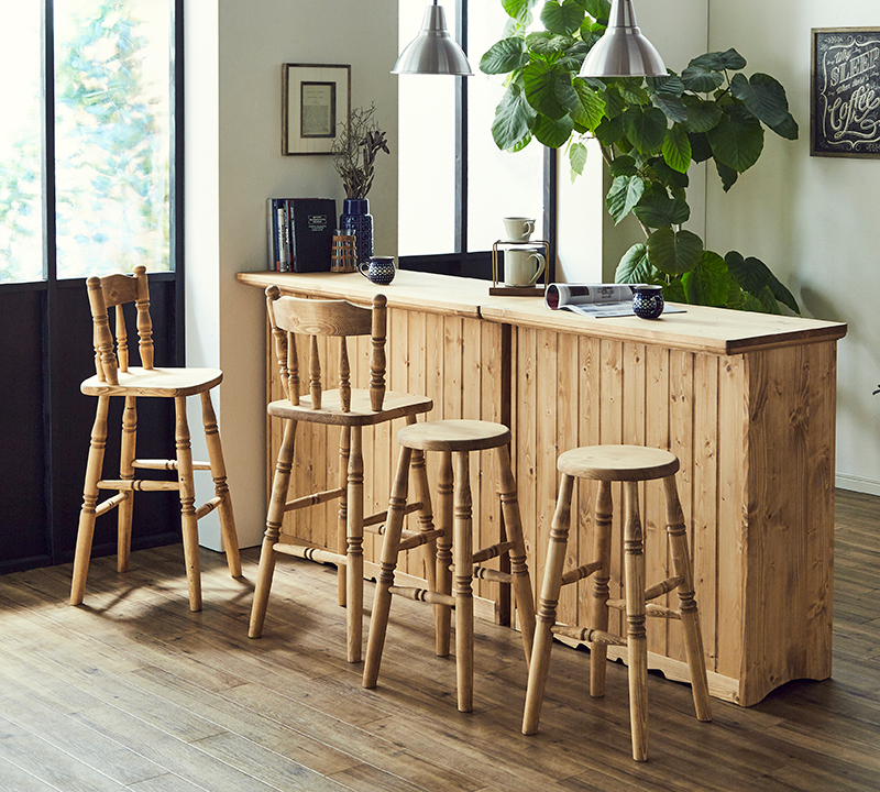 カウンターテーブル 90X45X92 【デンバー バーカウンター90】 麦の穂