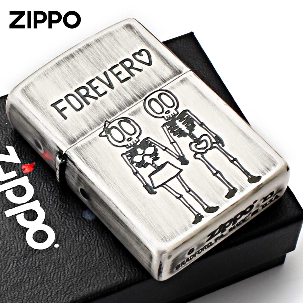Zippo ジッポー スカル 骸骨 ユーズド仕上げ FUNNY SKULL Forever Love