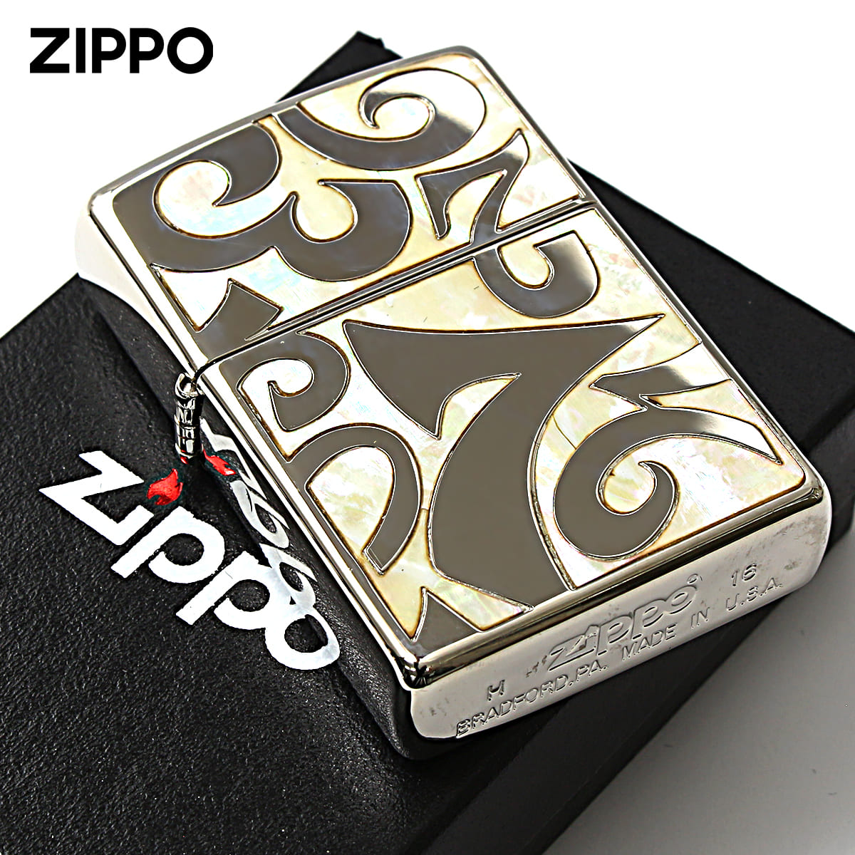 Zippo ジッポー シェル 貝 インレイ 象嵌 ダイアル 数字 ナンバー