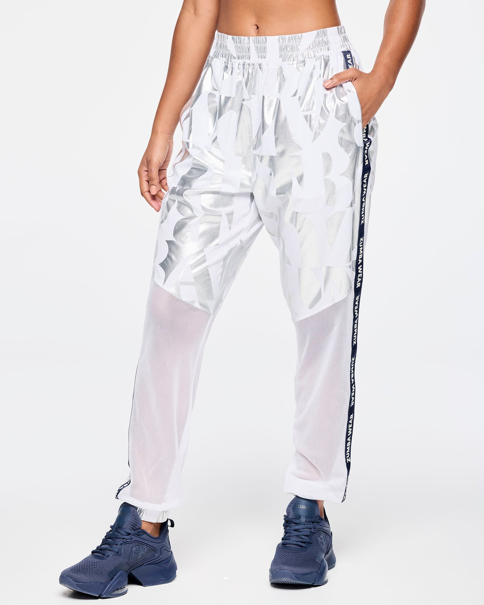 Zumba Out Loud High Waisted Woven Track Pants With Mesh – Zumba