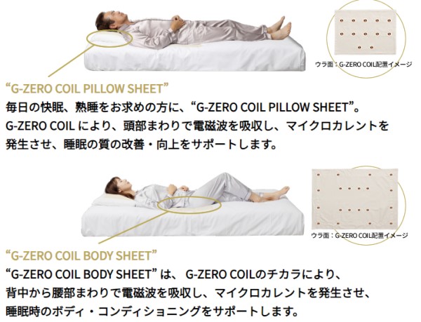 最高の睡眠へ「G-ZEROコイル ピローシート／ボディーシート」