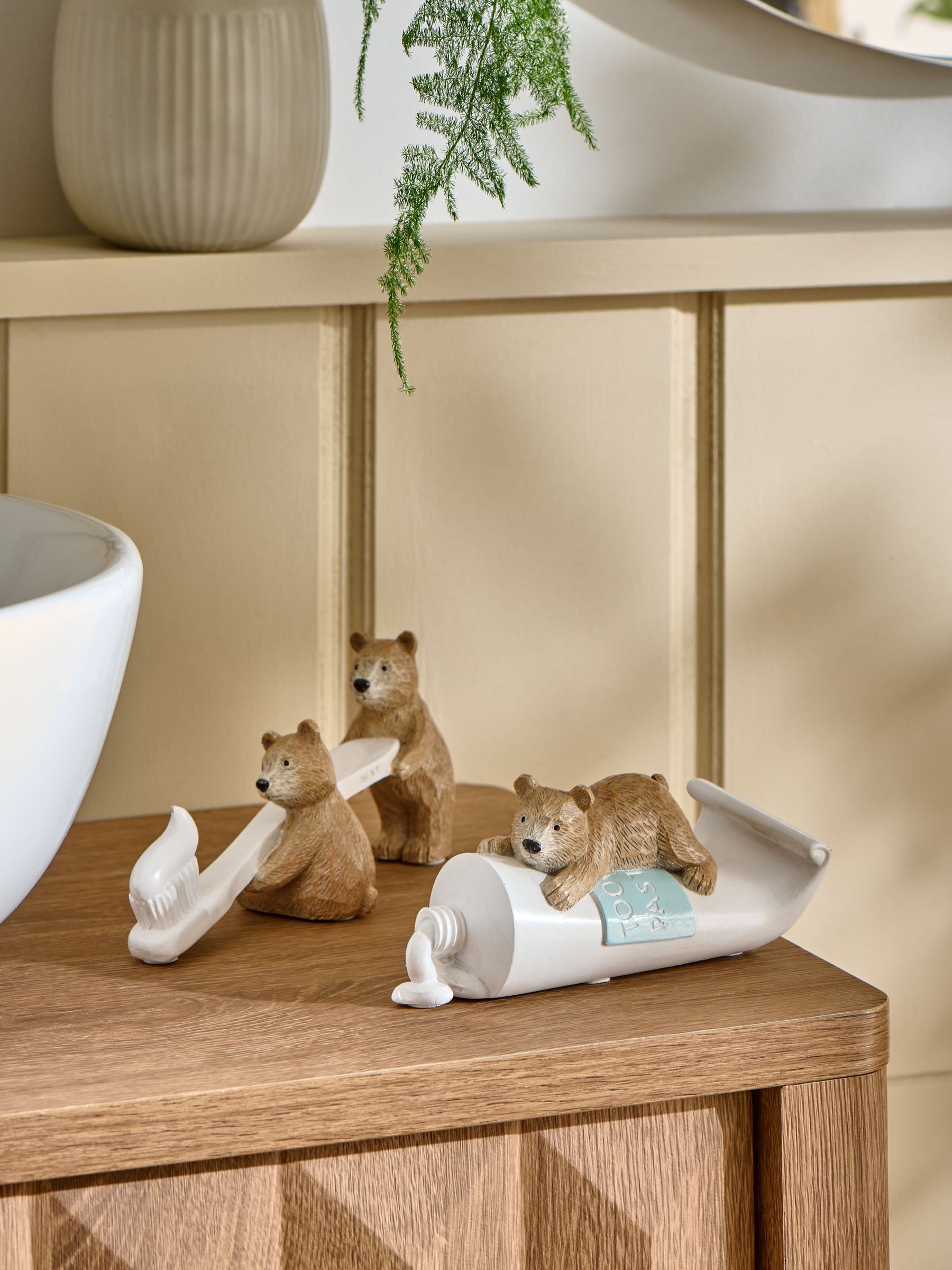 Buy Set of 2 Natural Bertie Bear Bathroom Ornaments from Next