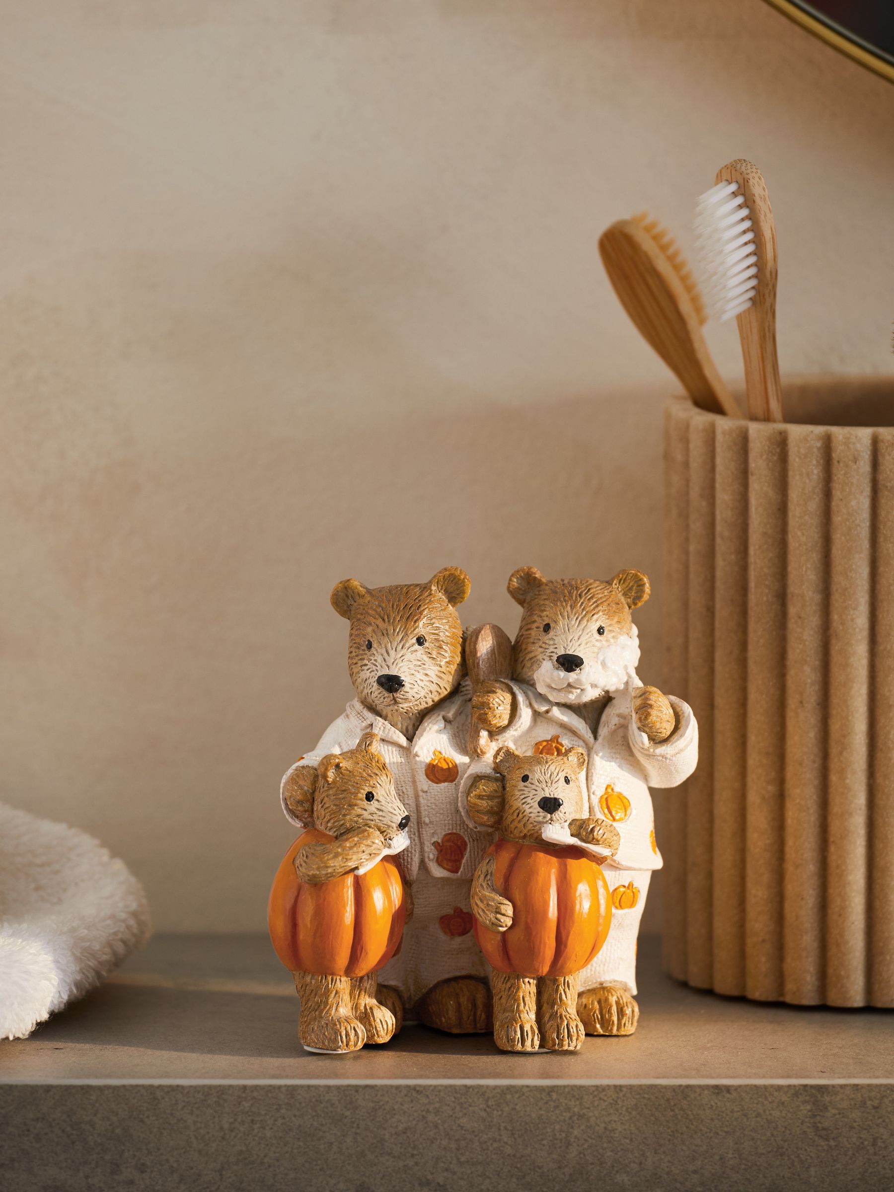 Buy Natural Bertie Bear Family Pumpkin Ornament from Next Luxembourg