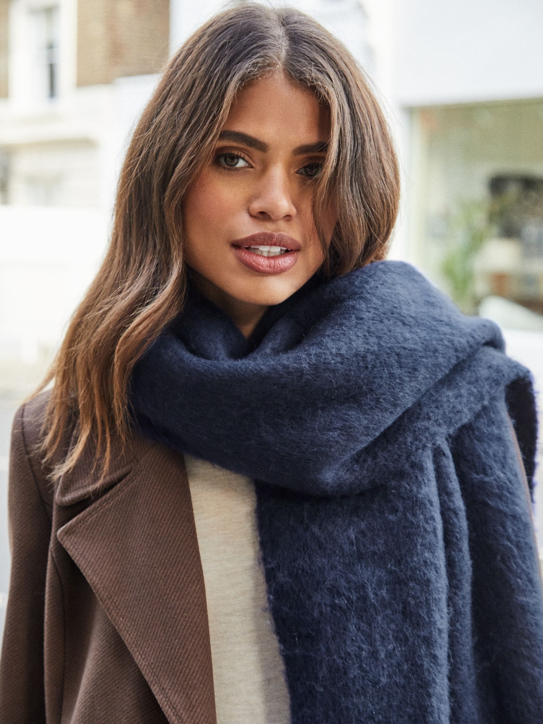 Buy Lipsy Navy Oversized Super Soft Brushed Scarf from Next Ireland