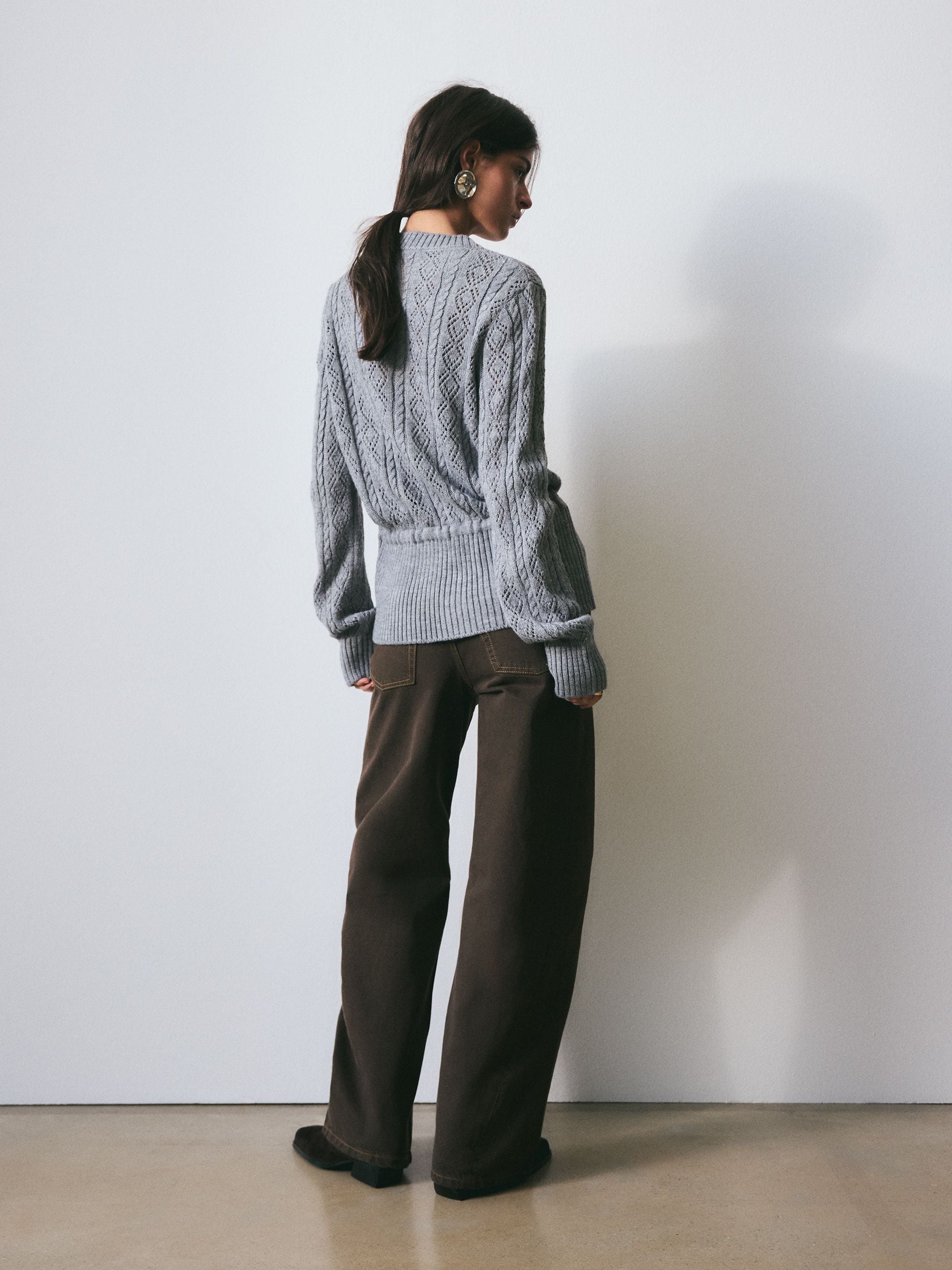 Buy BHOEM Grey Cable Knit Peplum Cardigan from the Next UK online shop