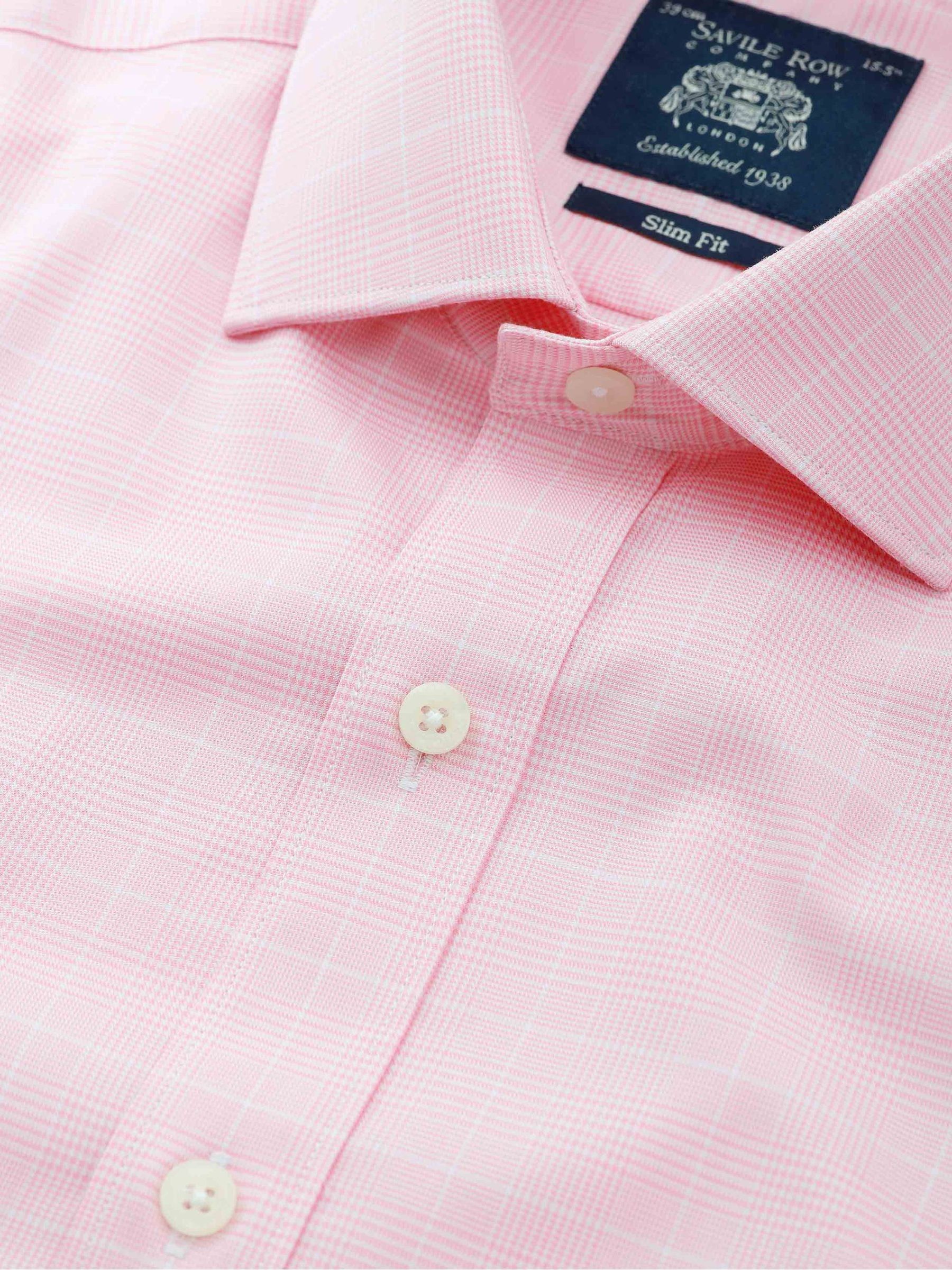 Buy Savile Row Company Pink Double Cuff Prince Of Wales Check Slim