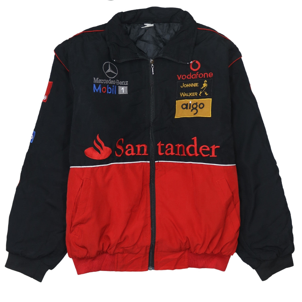 Mercedes-Benz Black Red Nascar Jacket Men's XLarge Embroidered McLaren