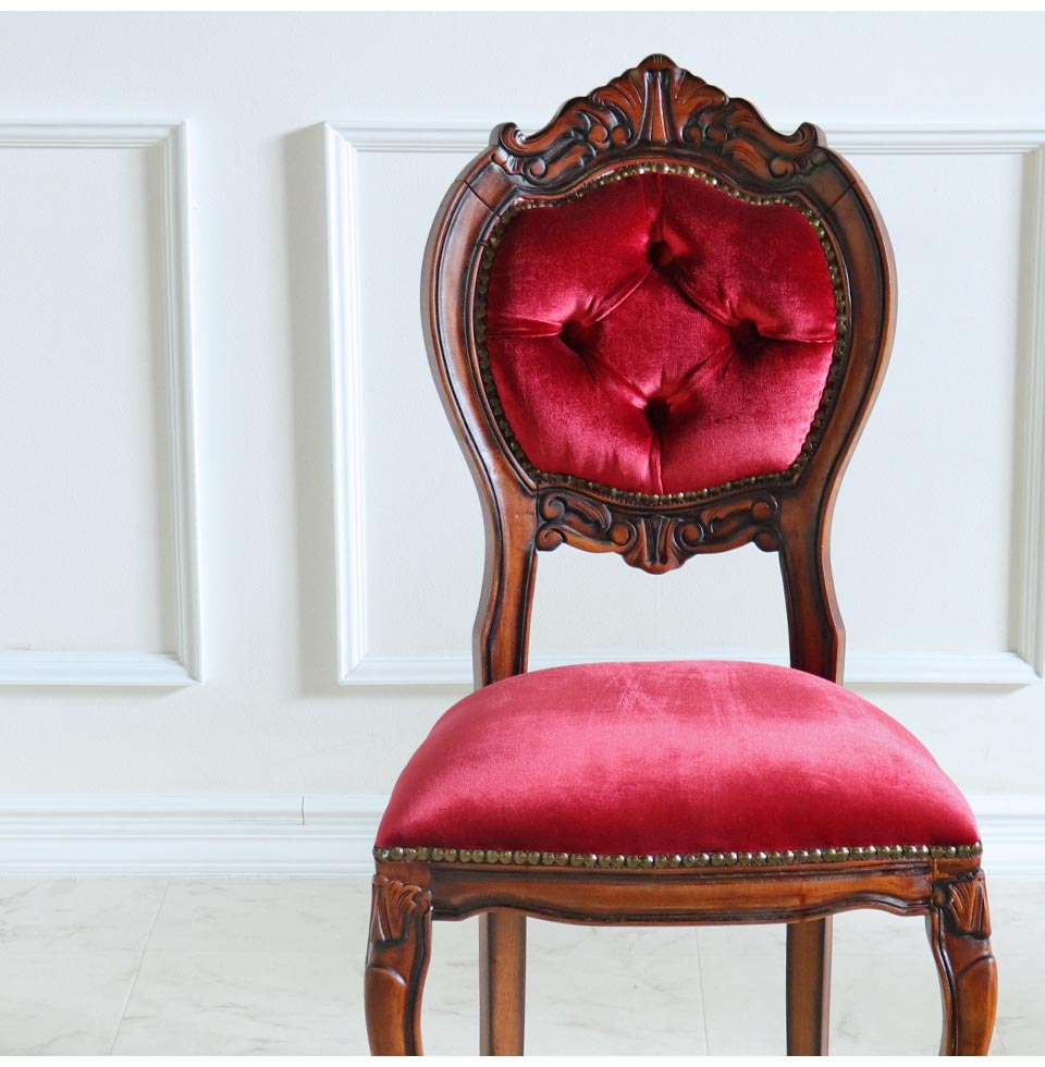 フィオリーチェア ベロアレッド TypeA｜高級マホガニー家具VENECHIA