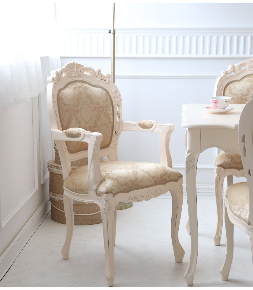 アームチェア 椅子 イス おしゃれ 単品 木製 肘付き ロココ調 姫系