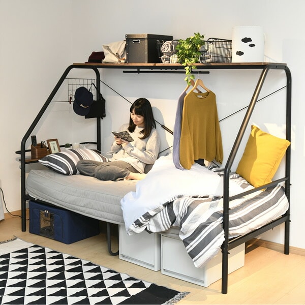 多機能ベッド 棚付き コンセント付き ぐうたらベッド BGB-98219 山善