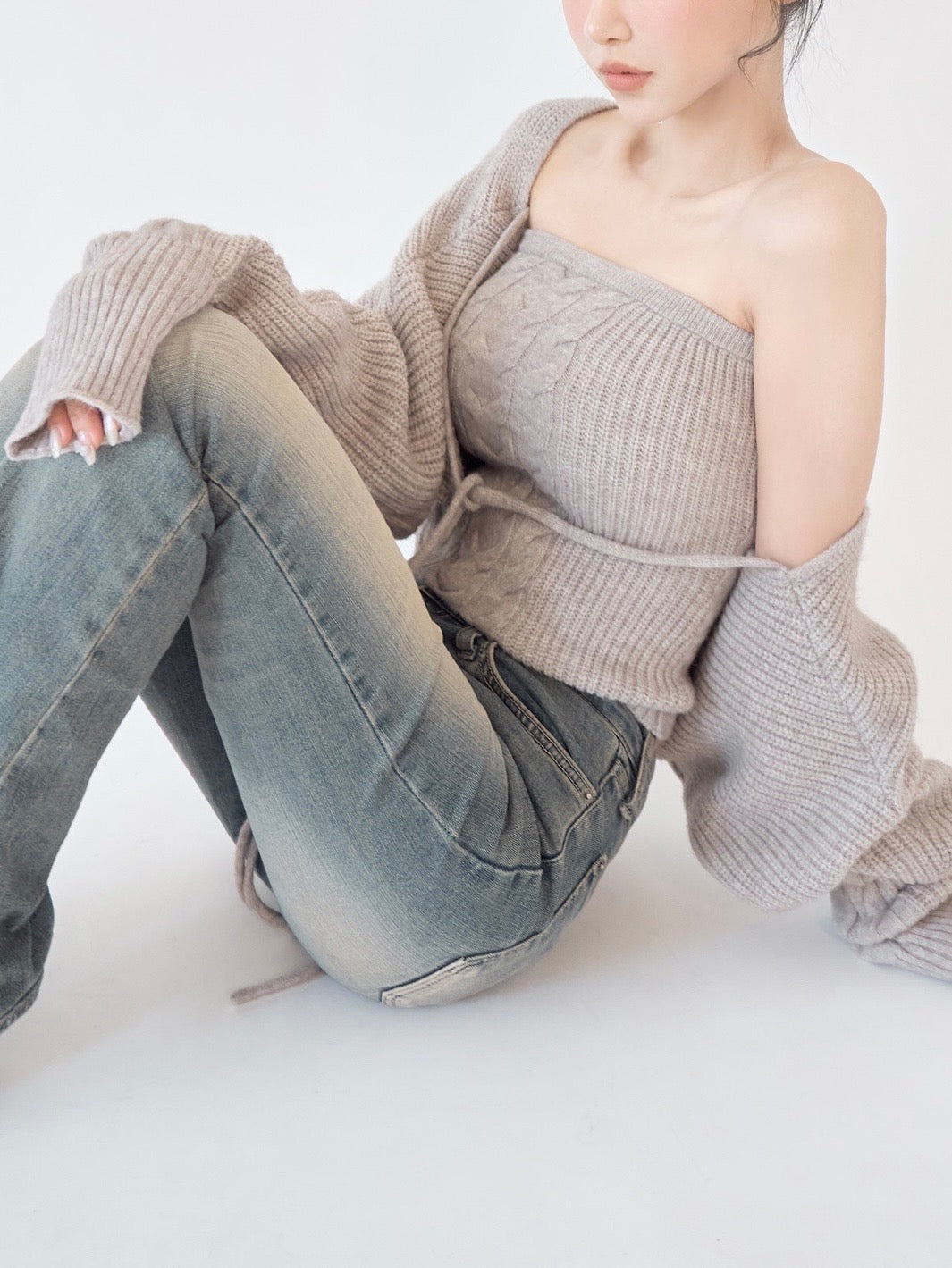 Cable knit bolero bare set – YILON